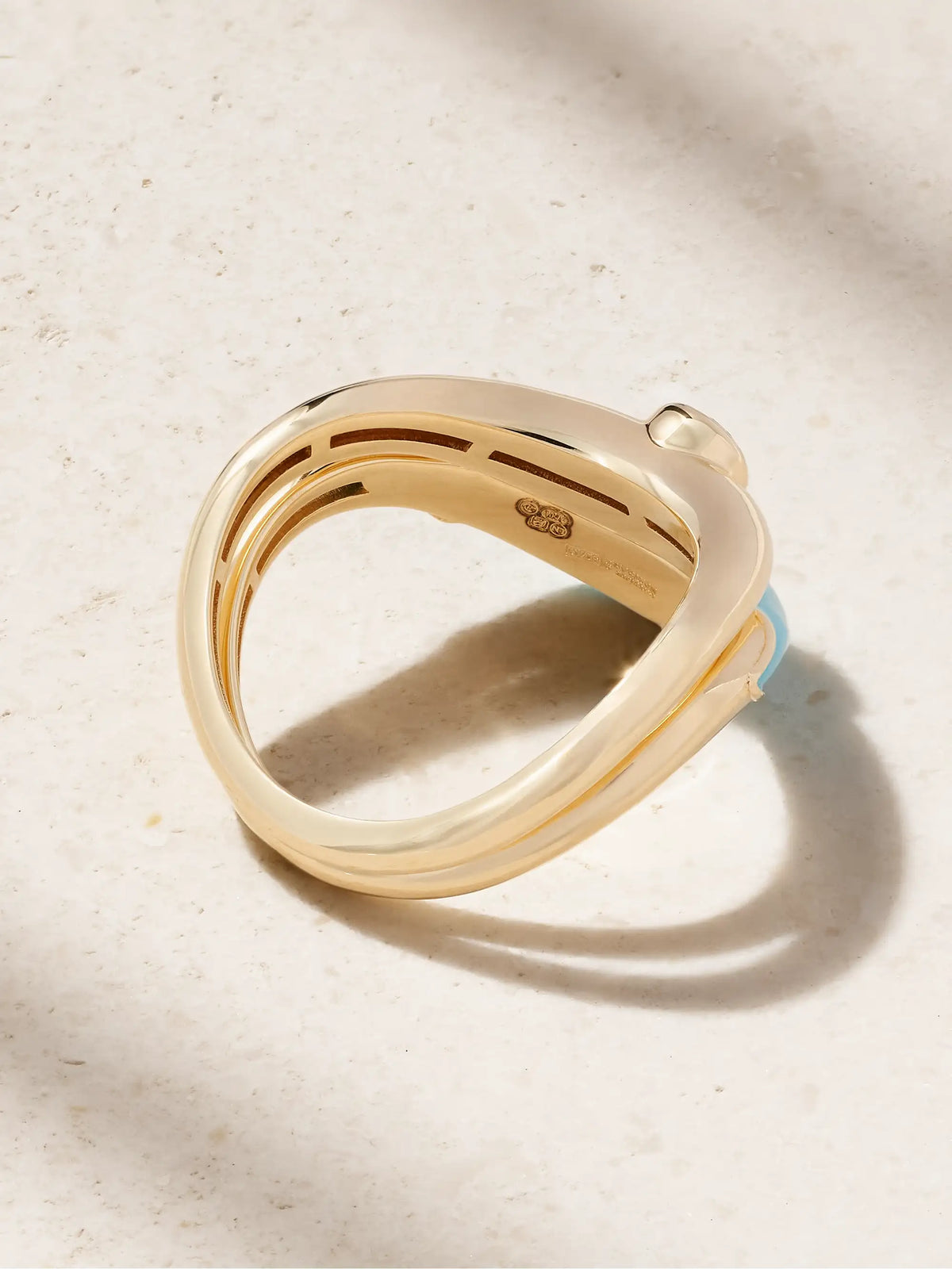 Boa Stackable Set Of Two 18-karat Gold, Diamond And Turquoise Rings
