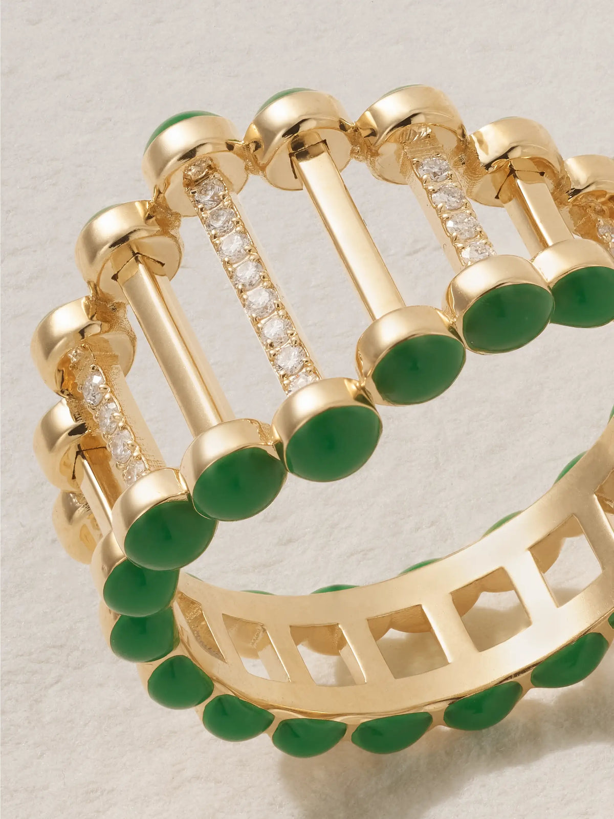 The Little Twiggy 18-karat Gold, Diamond And Enamel Ring
