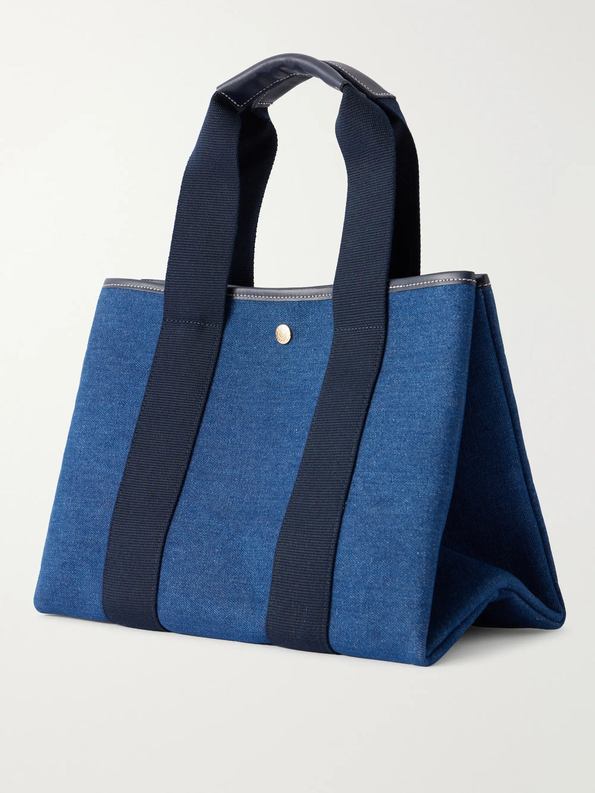 Traversée Medium Leather And Webbing-trimmed Denim Tote