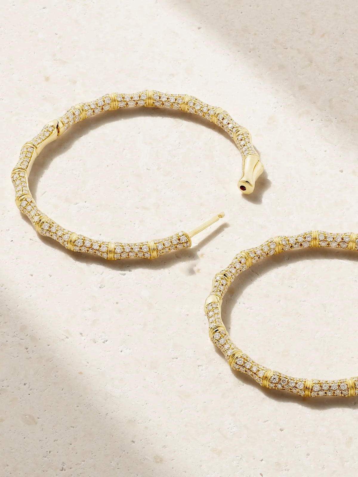 Bamboo 18-karat Gold Diamond Hoop Earrings