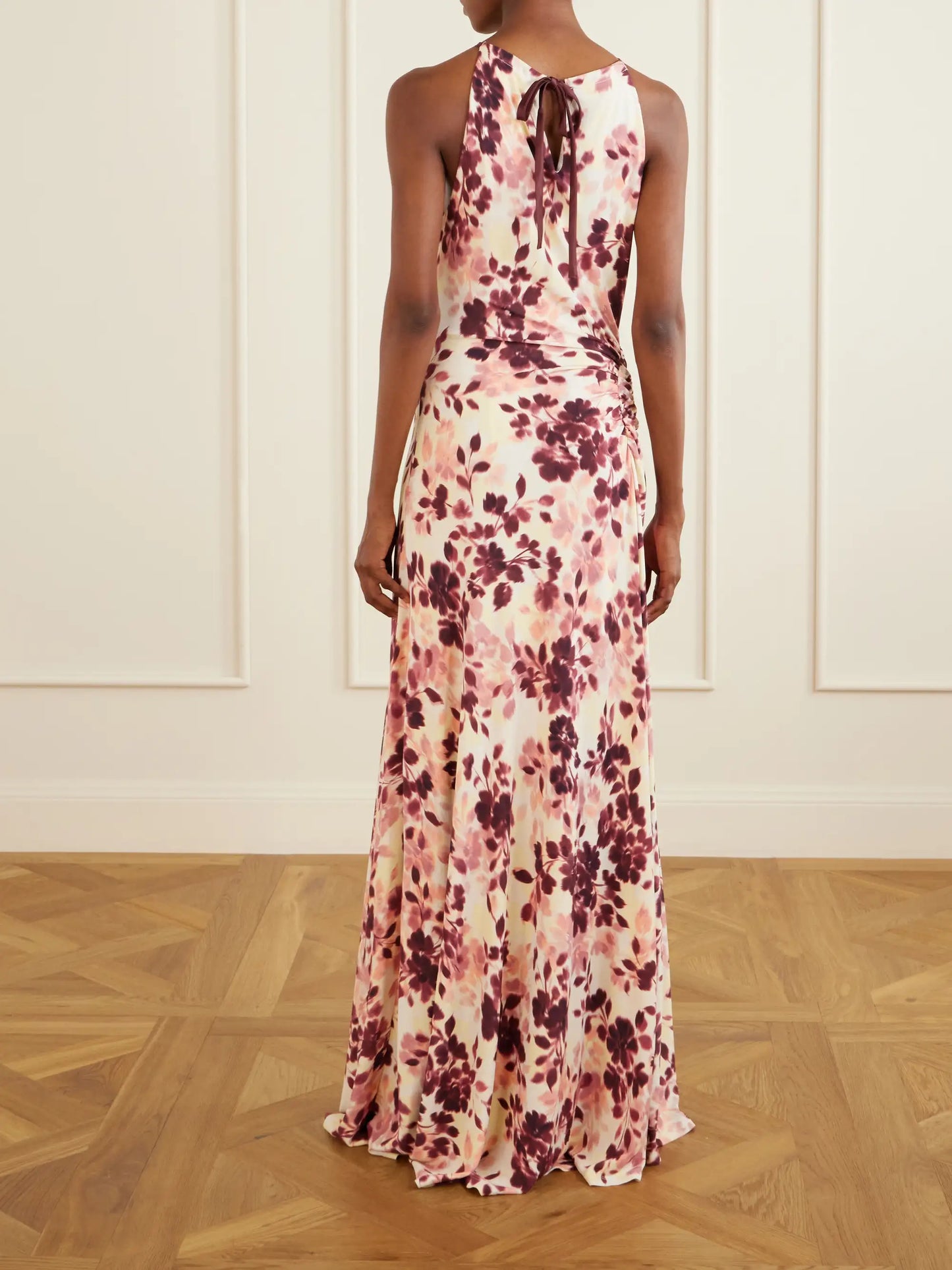 Cerin Printed Jersey Halterneck Gown