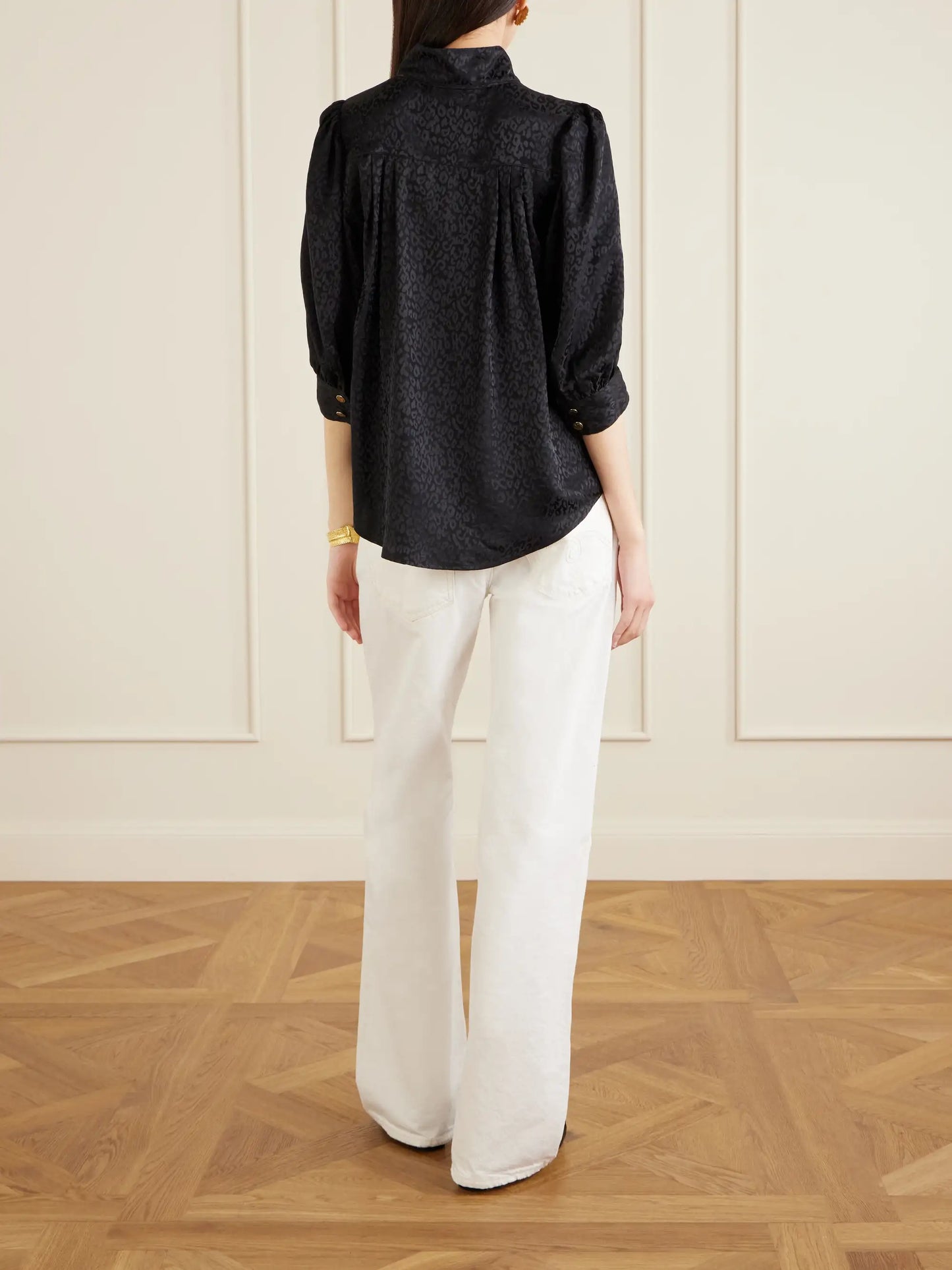Papisoleil Silk-satin Jacquard Blouse