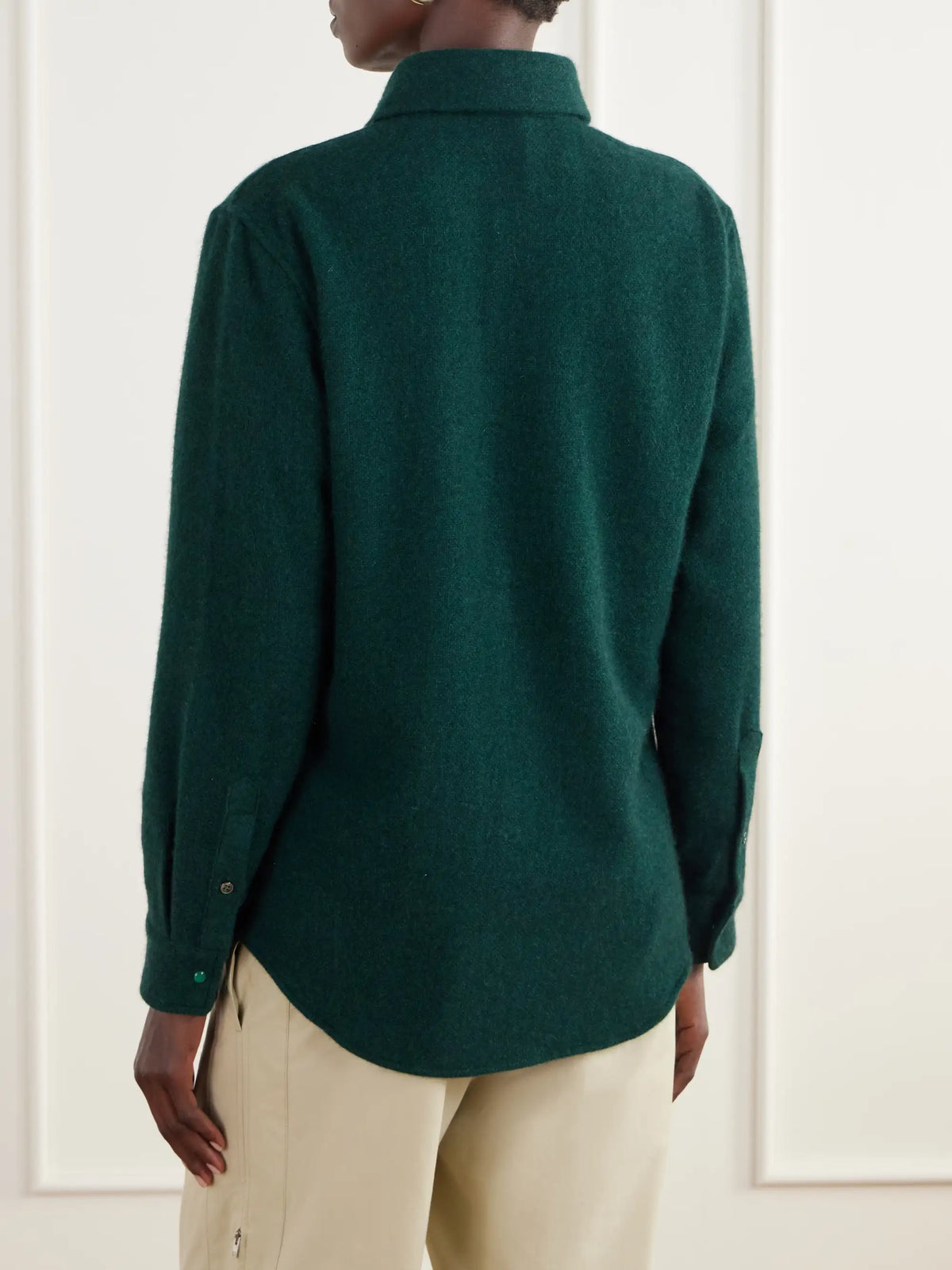 God's True Malachite Basketweave Brushed Cashmere Shirt