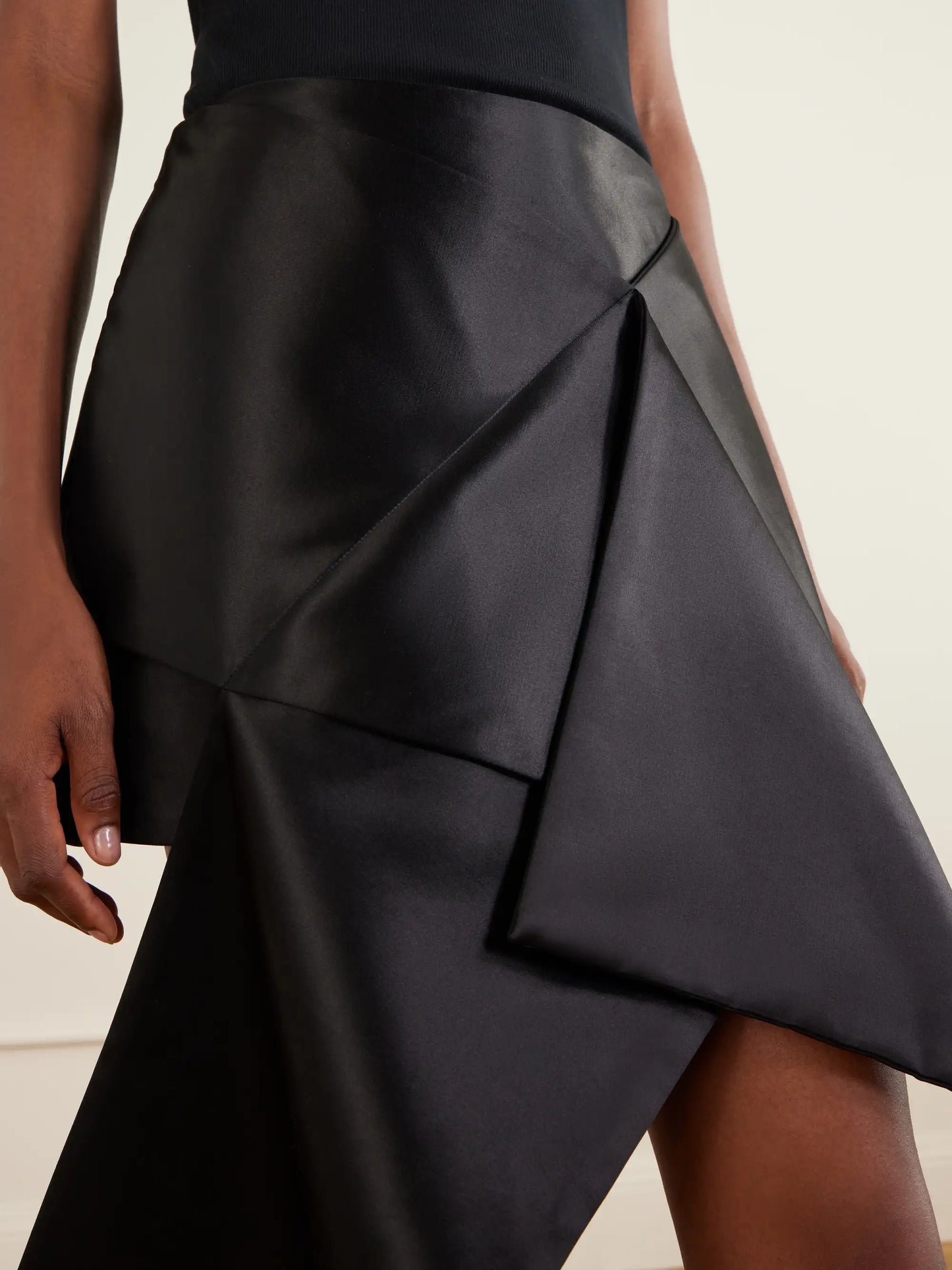 Cross Draped Cotton And Silk-blend Satin Mini Skirt