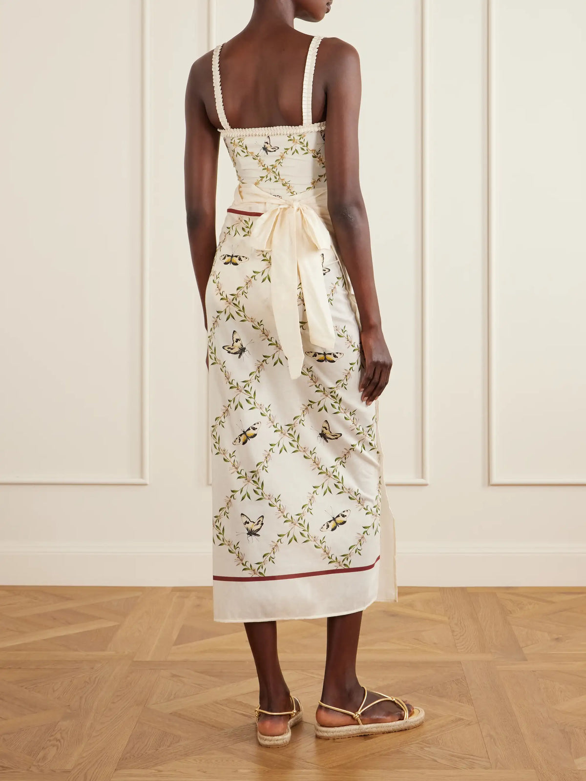 Floral-print Wrap Cotton And Silk-blend Coverup