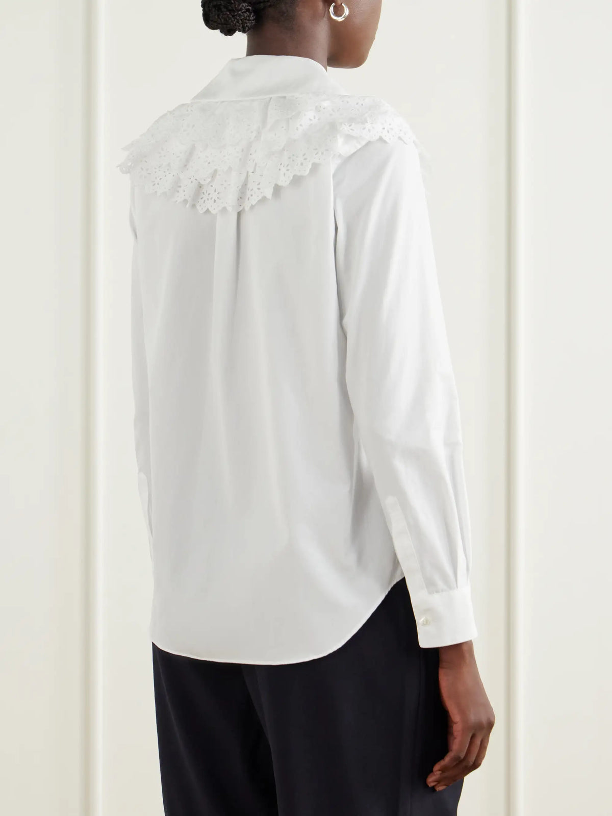Comme des Garçons GIRL Broderie Anglaise-trimmed Cotton-poplin Blouse