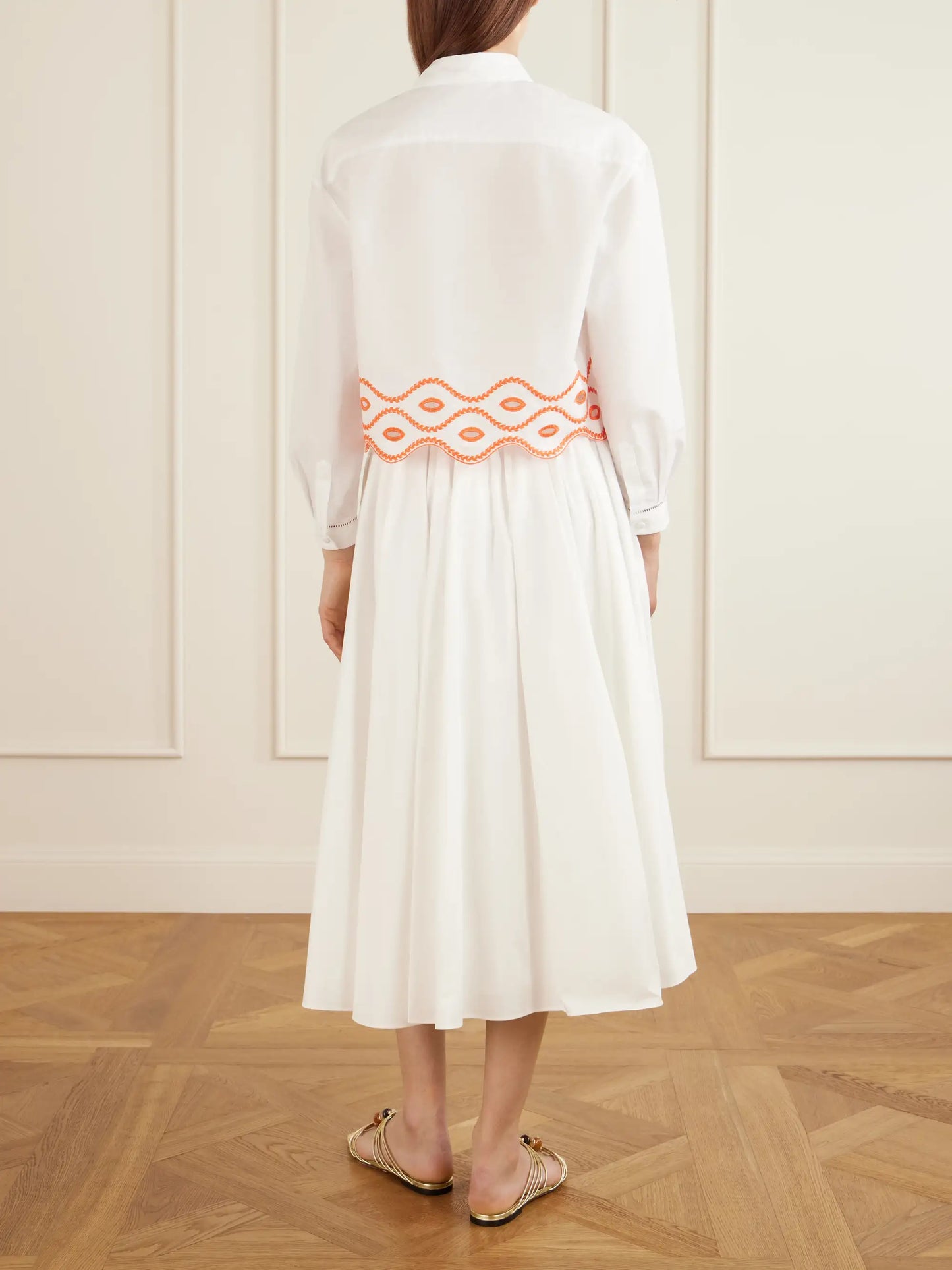 Assia Cropped Broderie Anglaise-trimmed Cotton-voile Shirt
