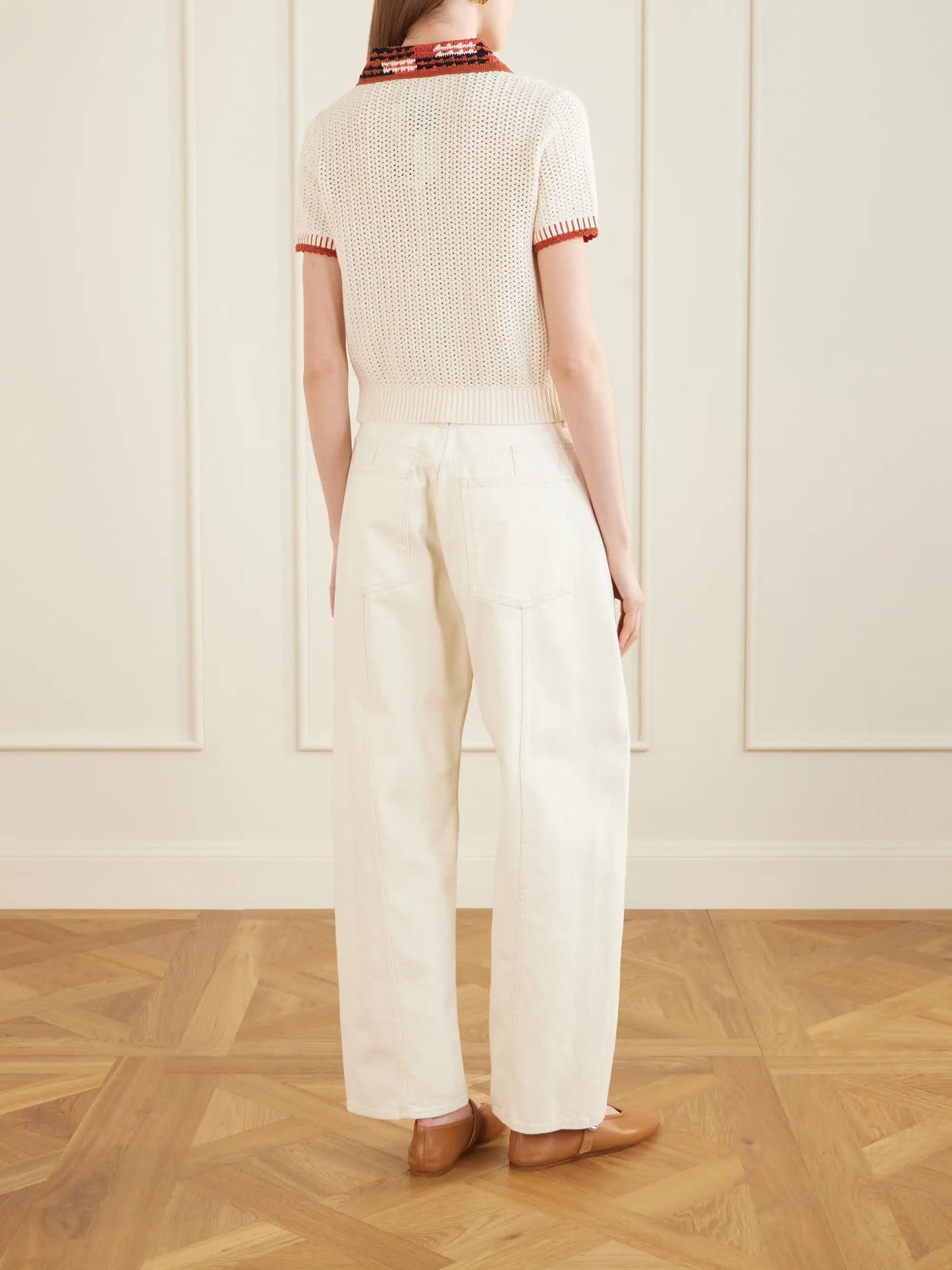 Lauri Crocheted Cotton Polo Shirt