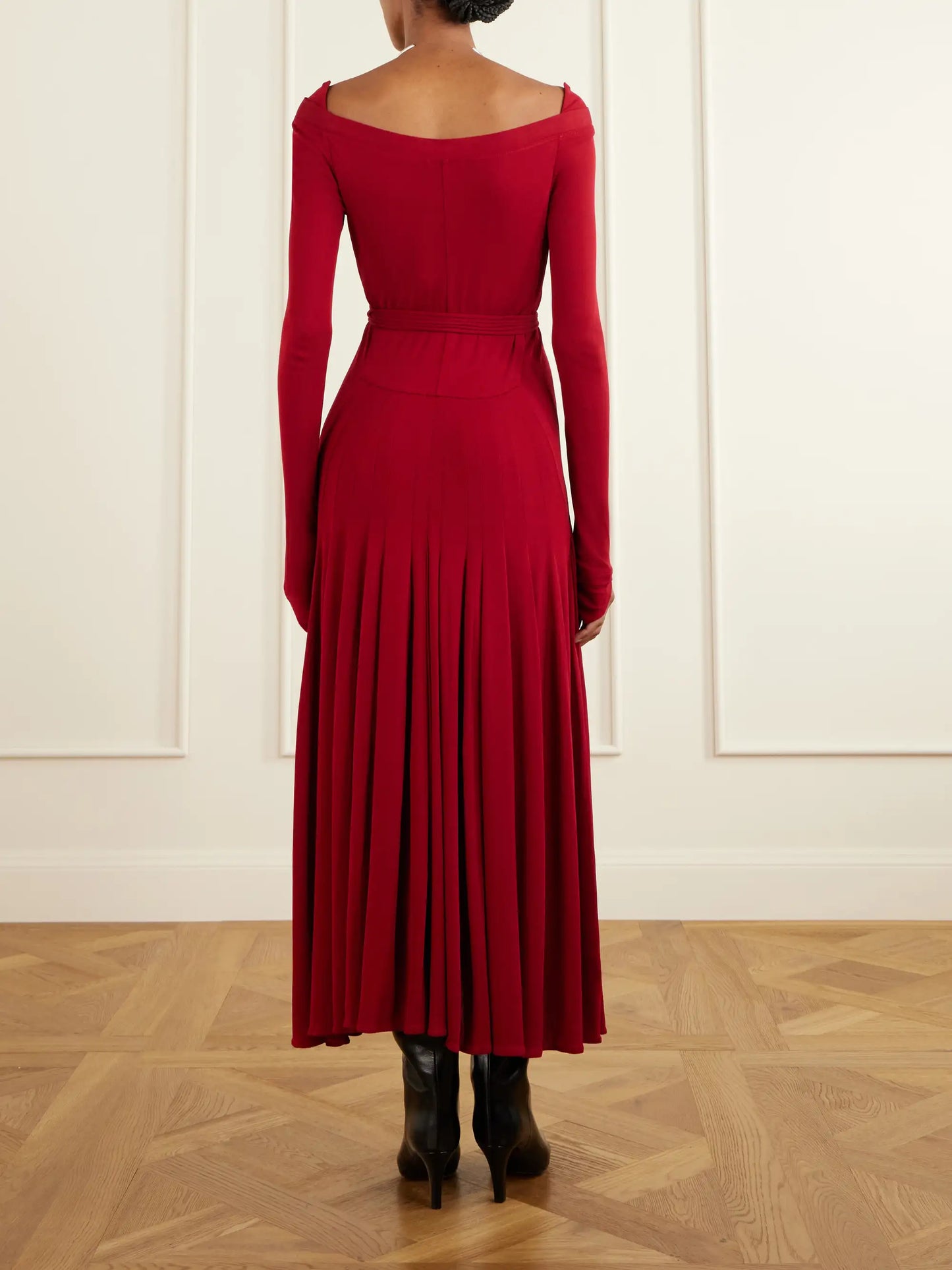 Jersey Pleated Maxi Dress
