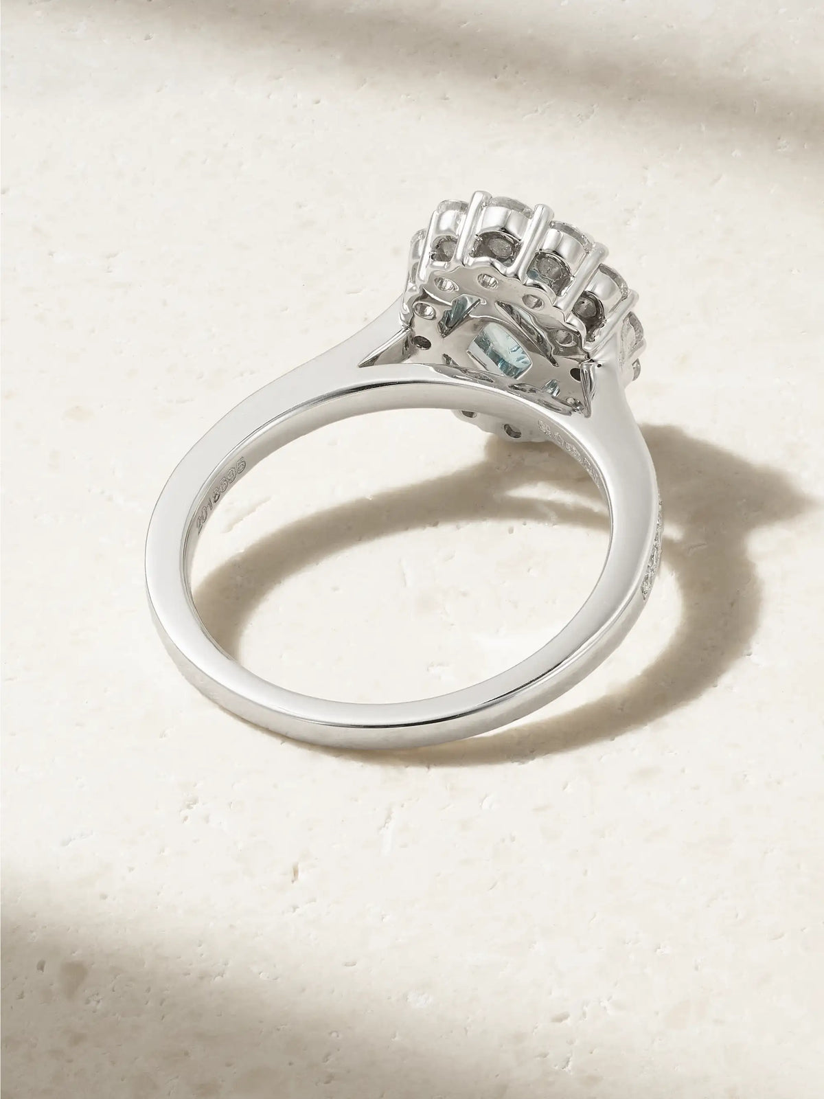 1735 Platinum, Aquamarine And Diamond Ring