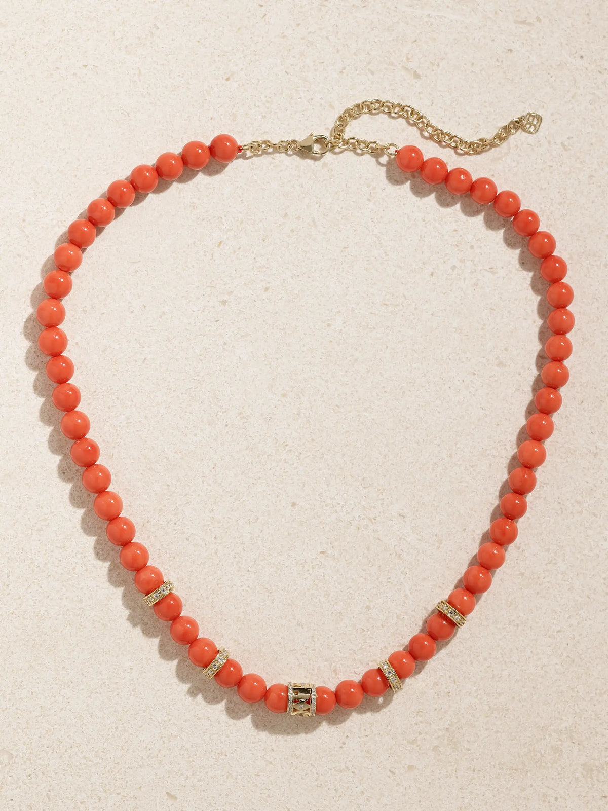 Multi Wheel 14-karat Gold, Coral And Diamond Necklace