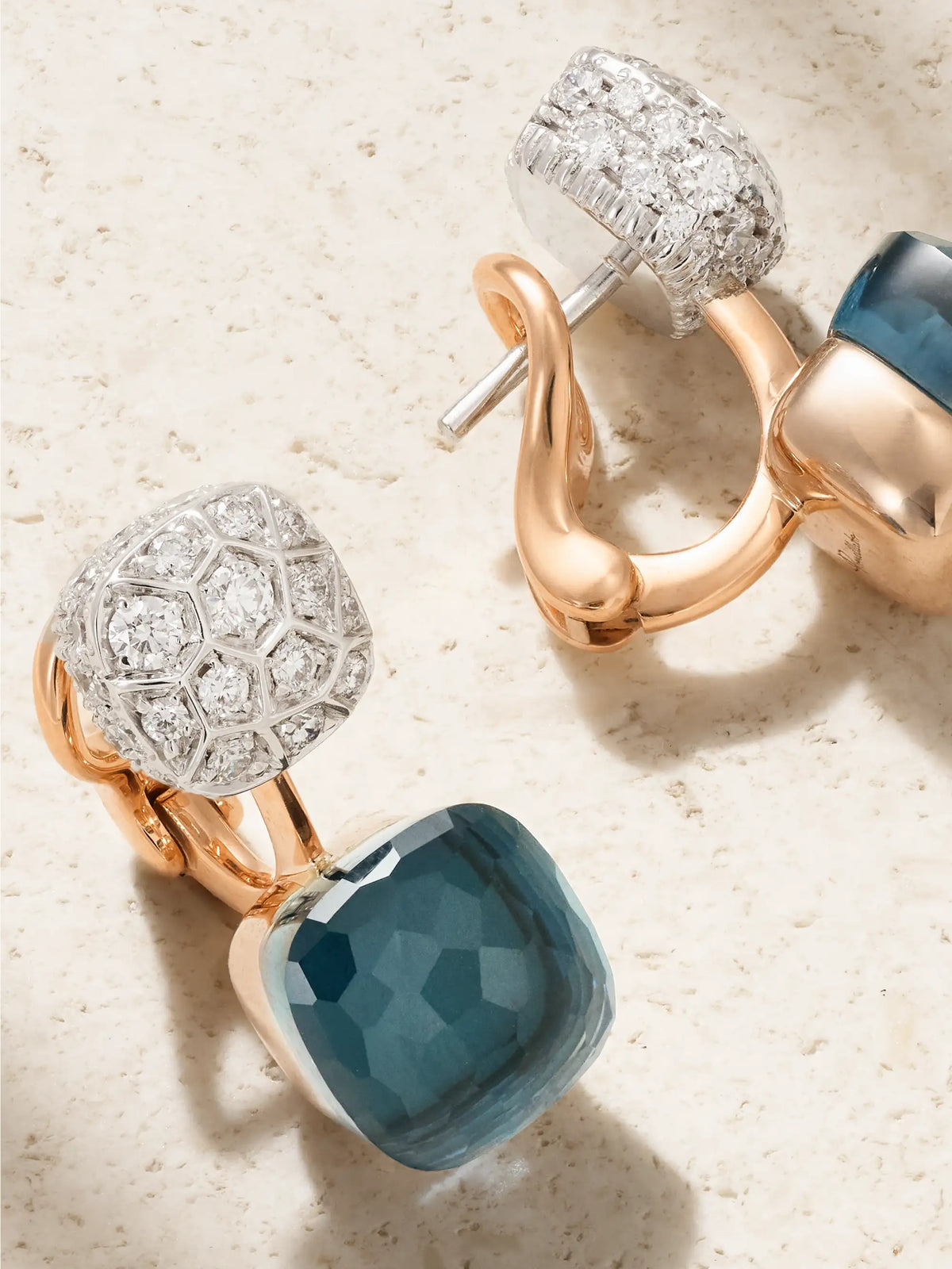Nudo 18-karat Rose And White Gold, Topaz And Diamond Earrings