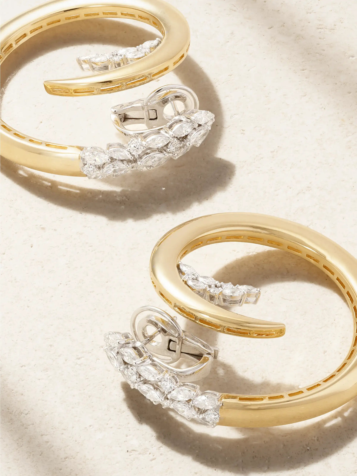 Golden Strada Drop 18-karat Yellow And White Gold Diamond Earrings