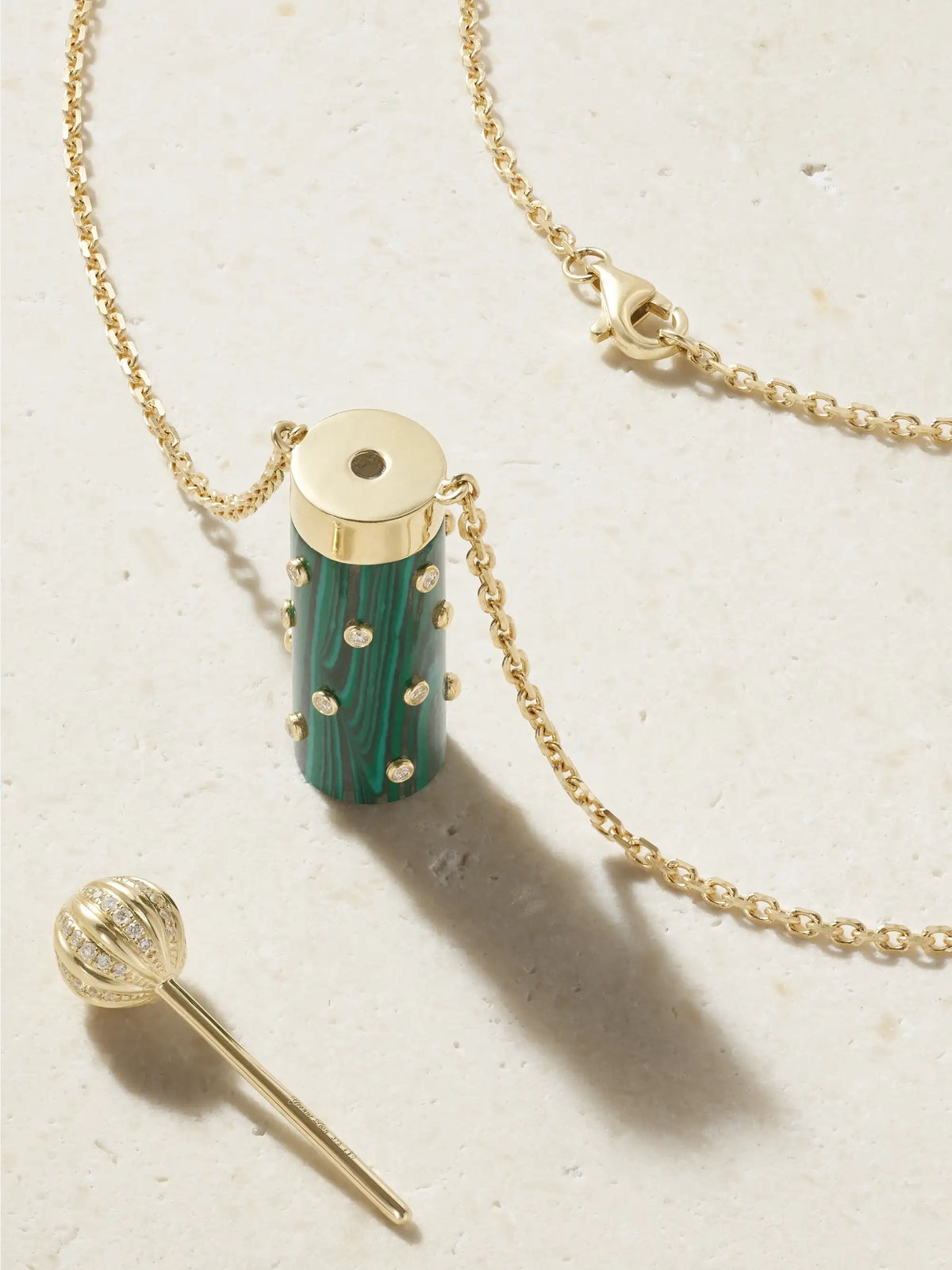 Yvonne Léon Petit Vase 9-karat Gold, Malachite And Diamond Necklace