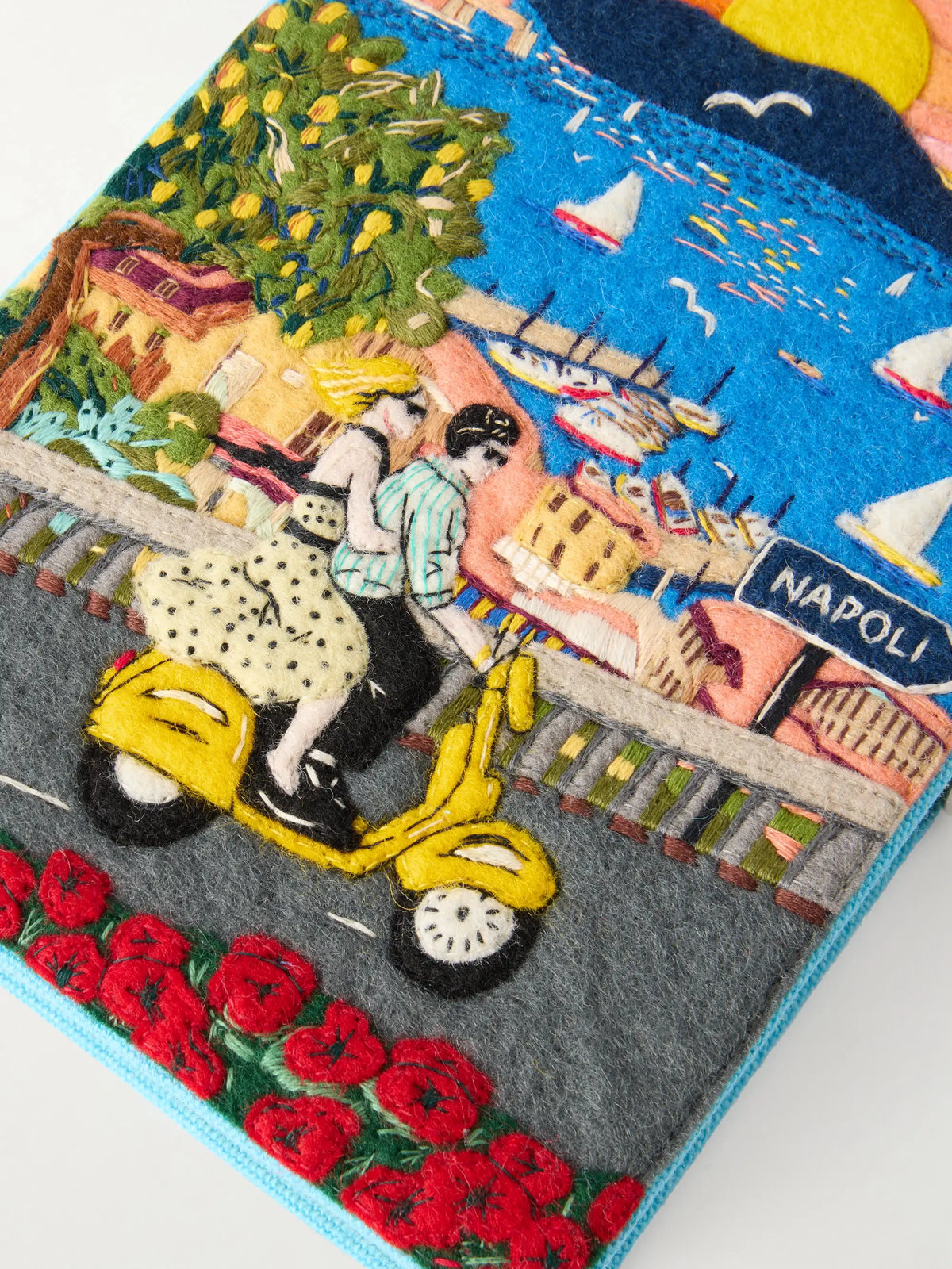 Napoli Appliquéd Embroidered Canvas Clutch