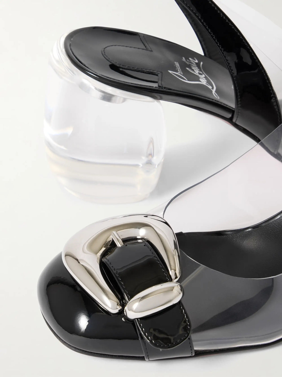Minny Bubble 70 Buckled Glossed And Pvc Slingback Pumps