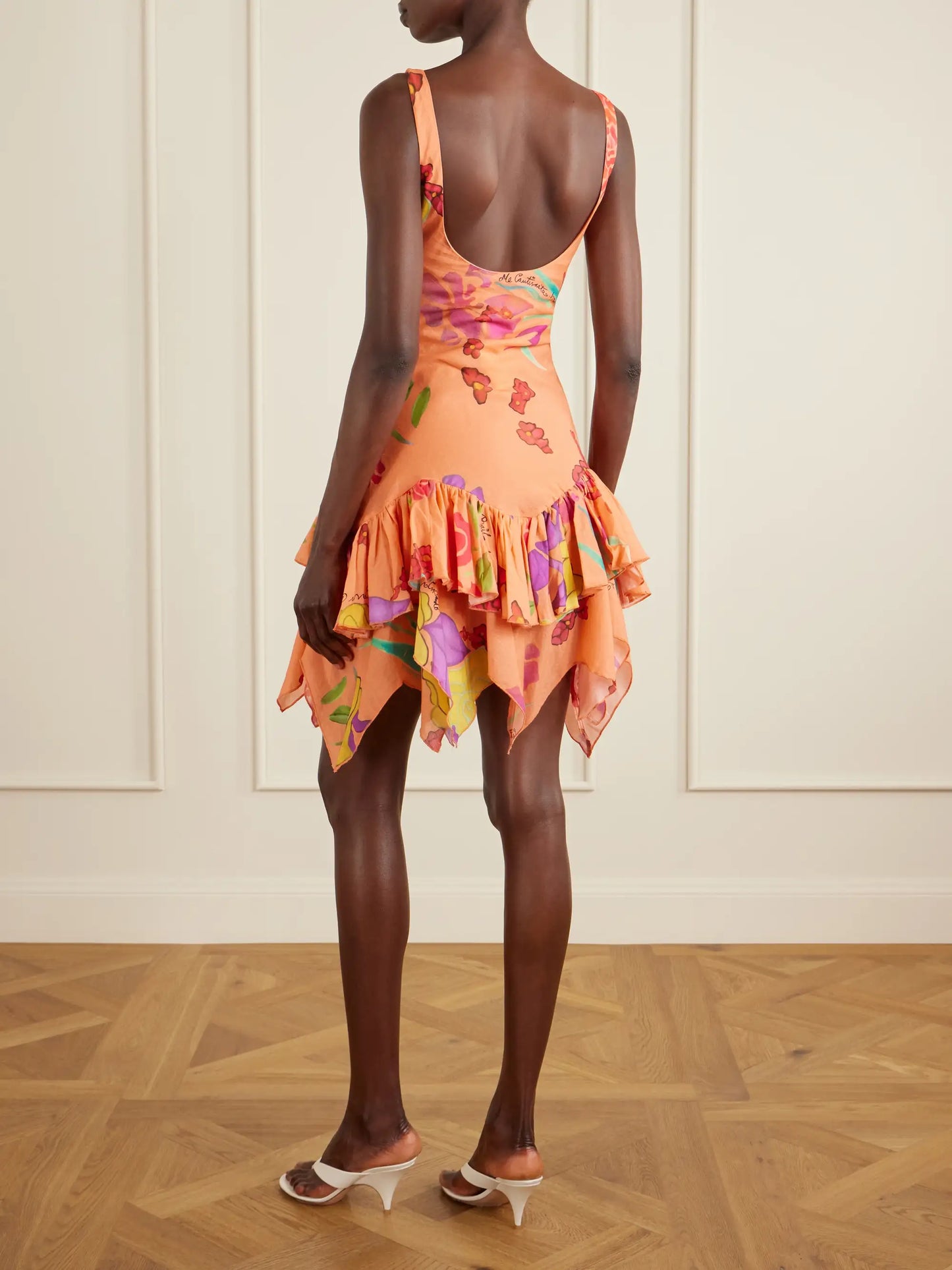 Guava Flores Ruffled Printed Cotton-voile Mini Dress