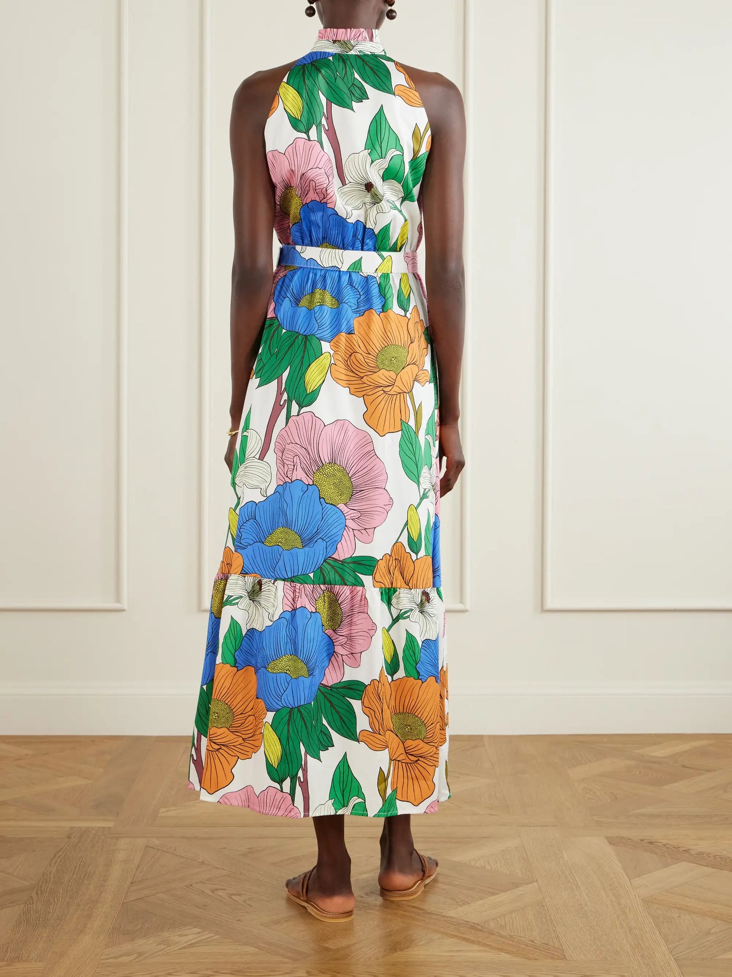 Biba Tiered Printed Cotton-poplin Maxi Dress