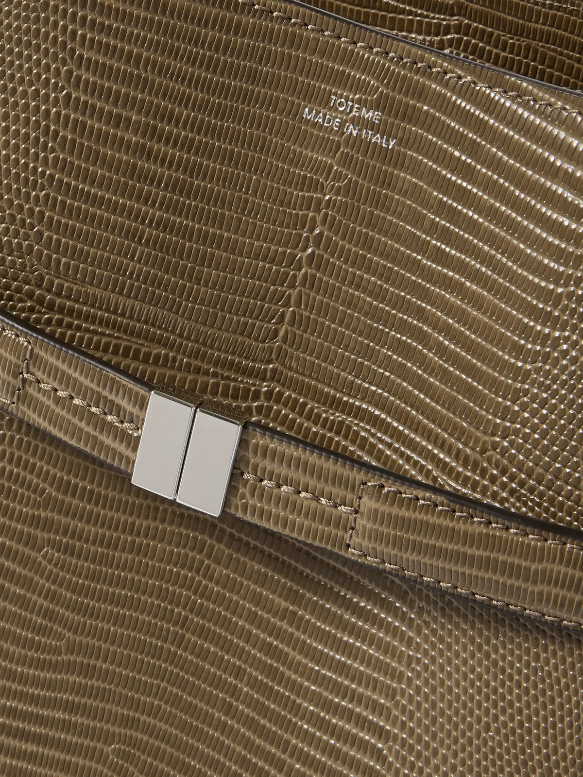 Belted Lizard-effect Leather Tote