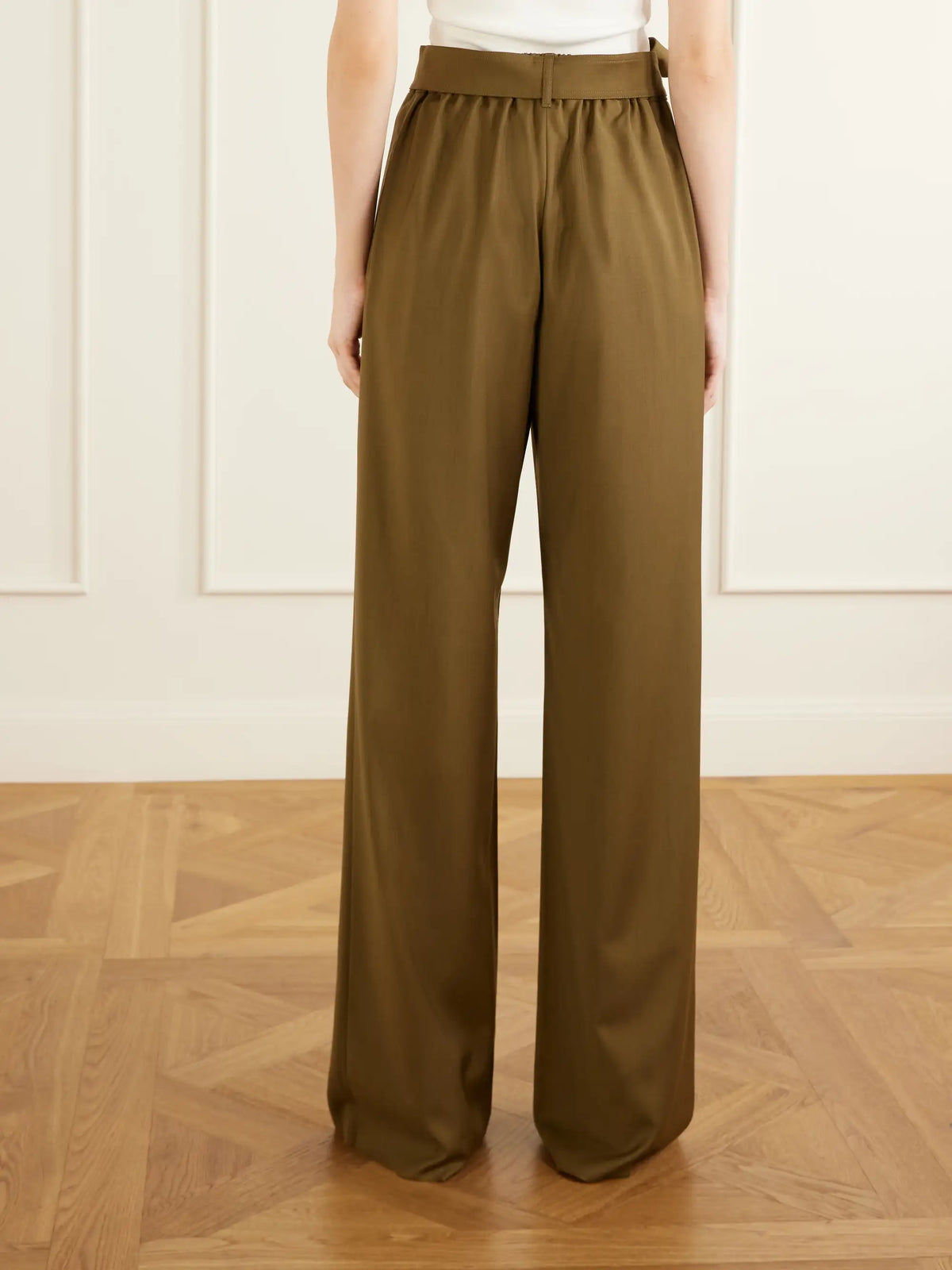 Editto Belted Wool Grain De Poudre Wide-leg Pants