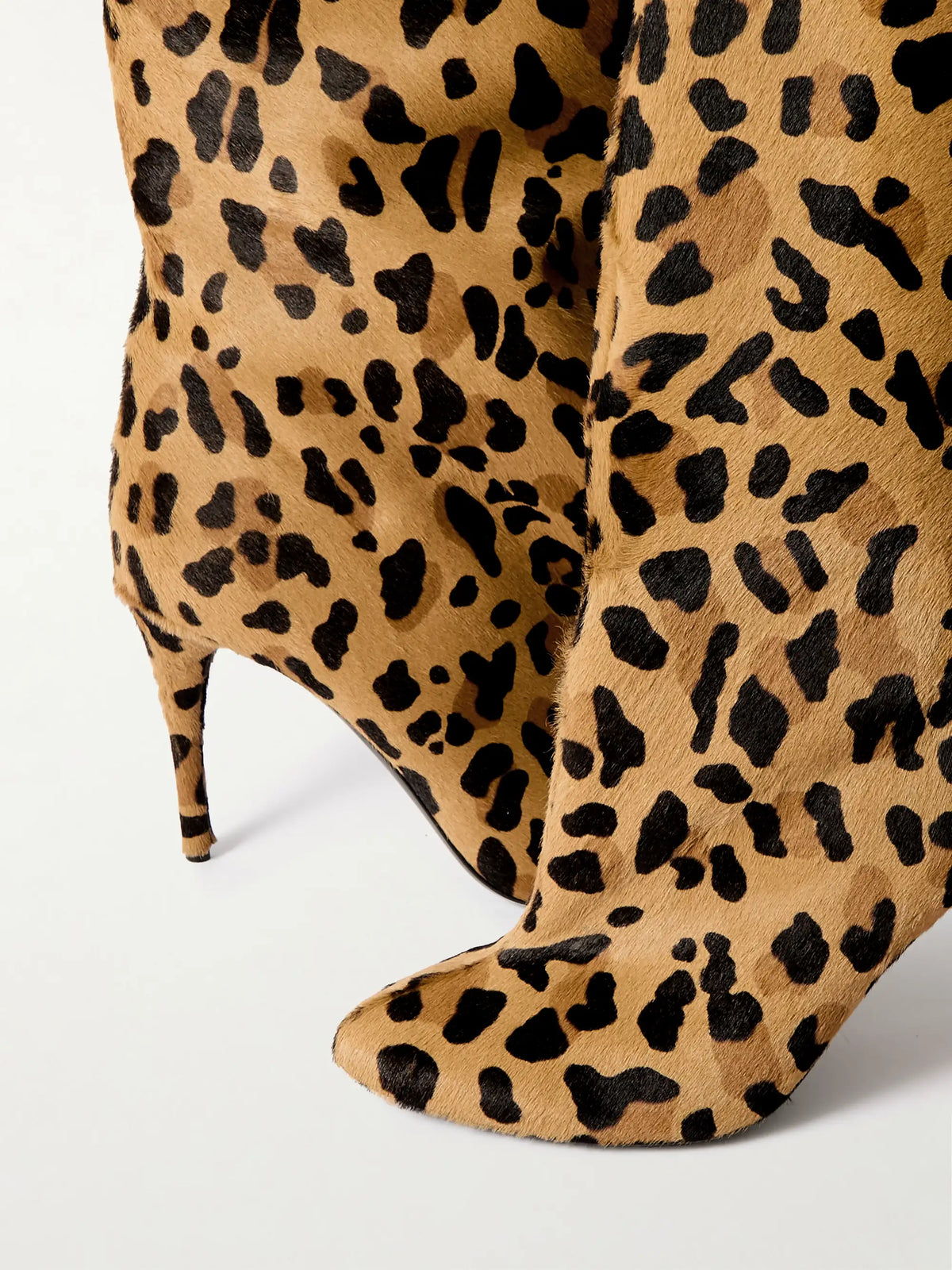 Leopard-print Calf Hair Over-the-knee Boots