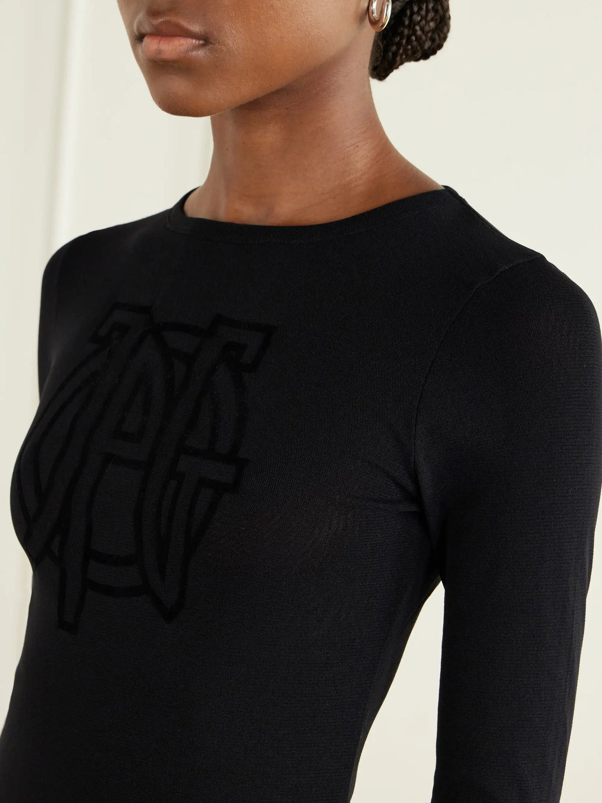Jean Paul Gaultier Logo Embellished Mesh Maxi Dress