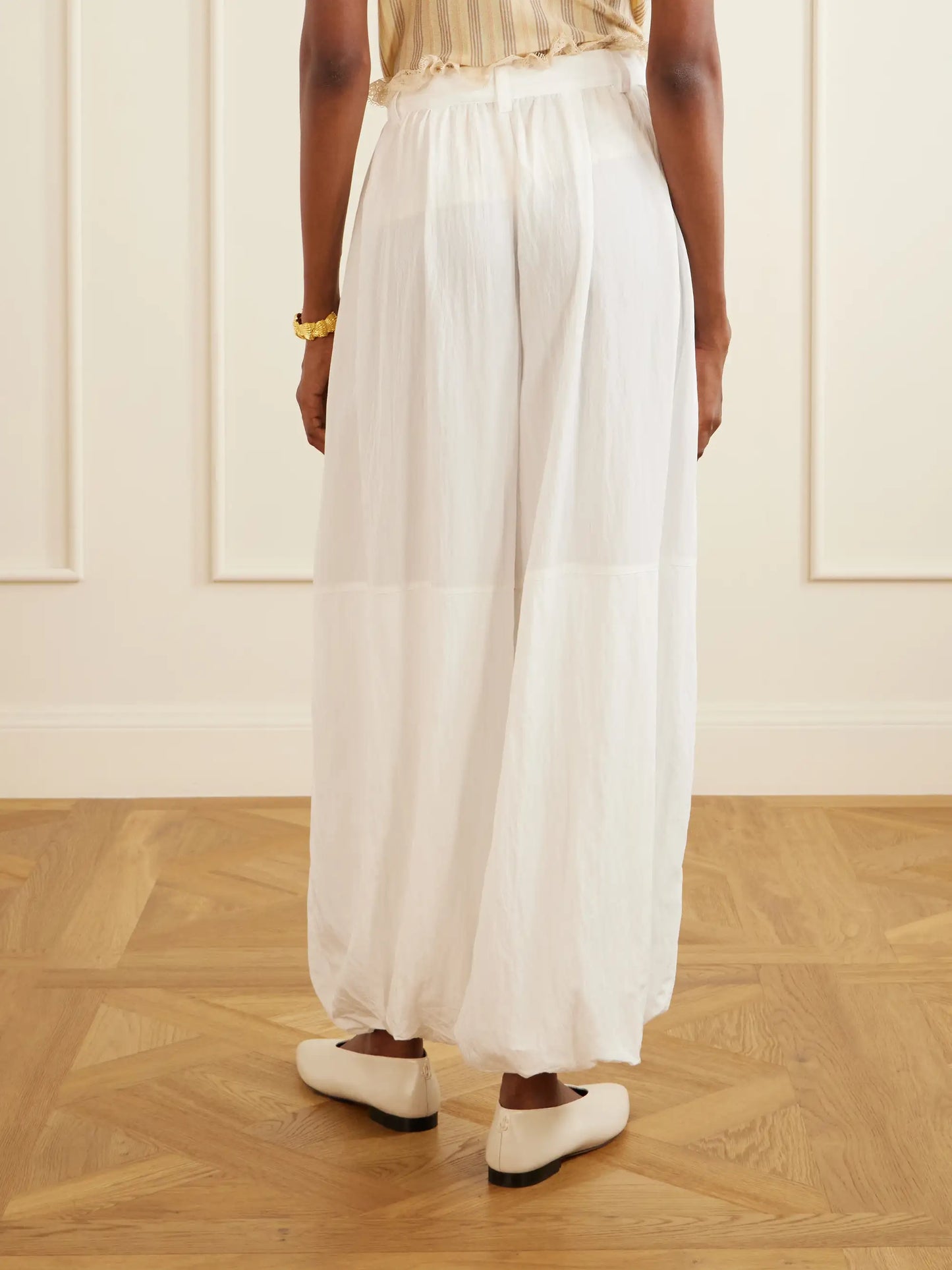 Lisette Lace-trimmed Shell Balloon Pants