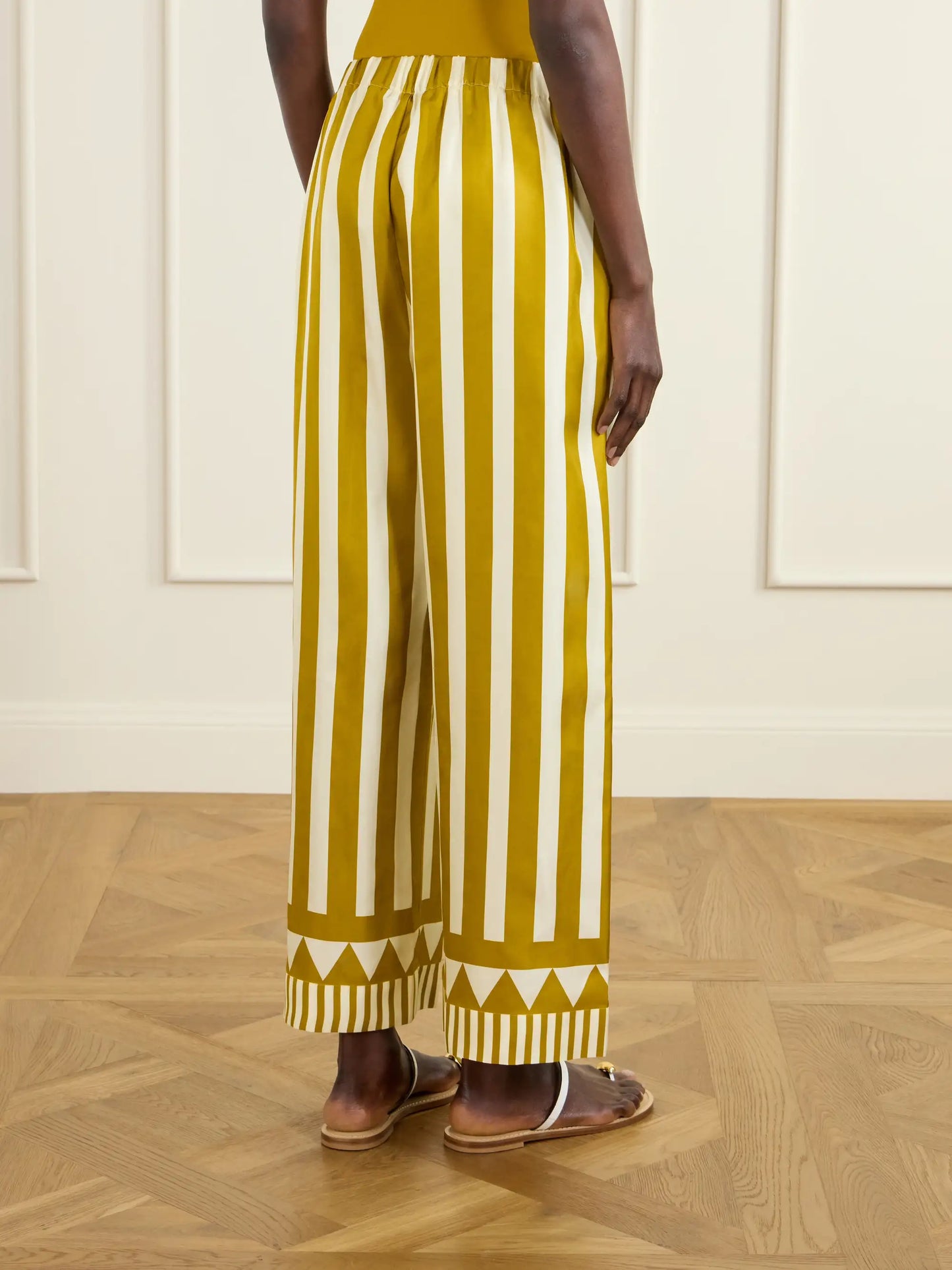 Pacha Striped Silk-twill Straight-leg Pants