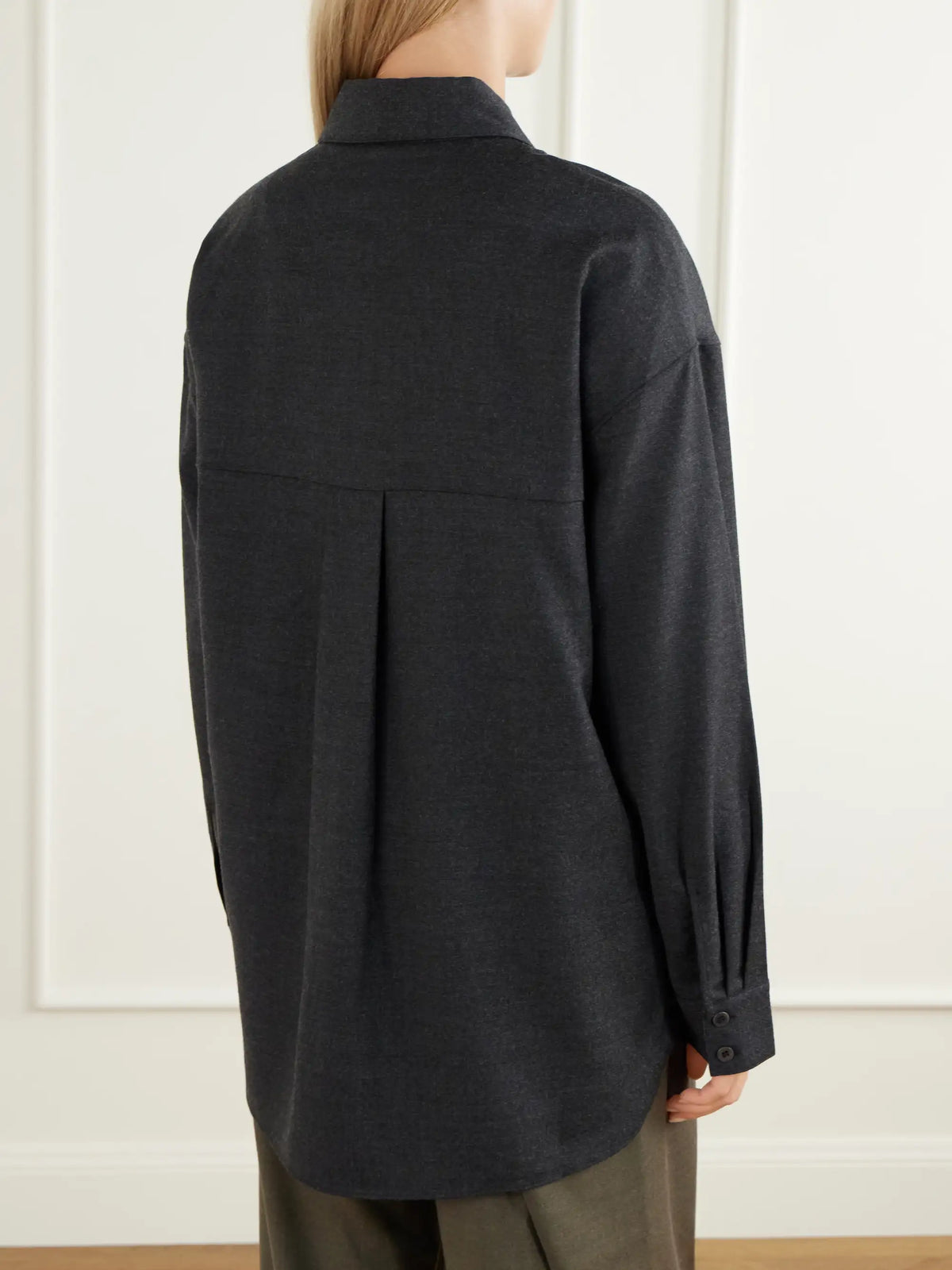 Tibi Overlap-detail Wool-blend Flannel Shirt
