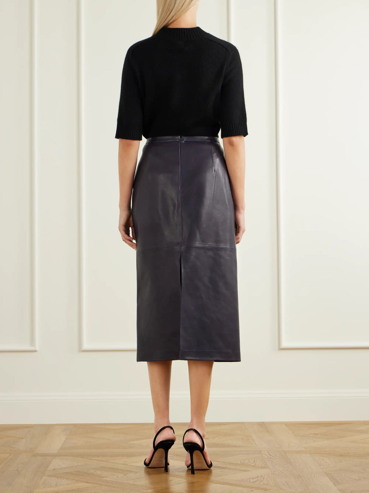 Nour Hammour Alana Leather Midi Skirt