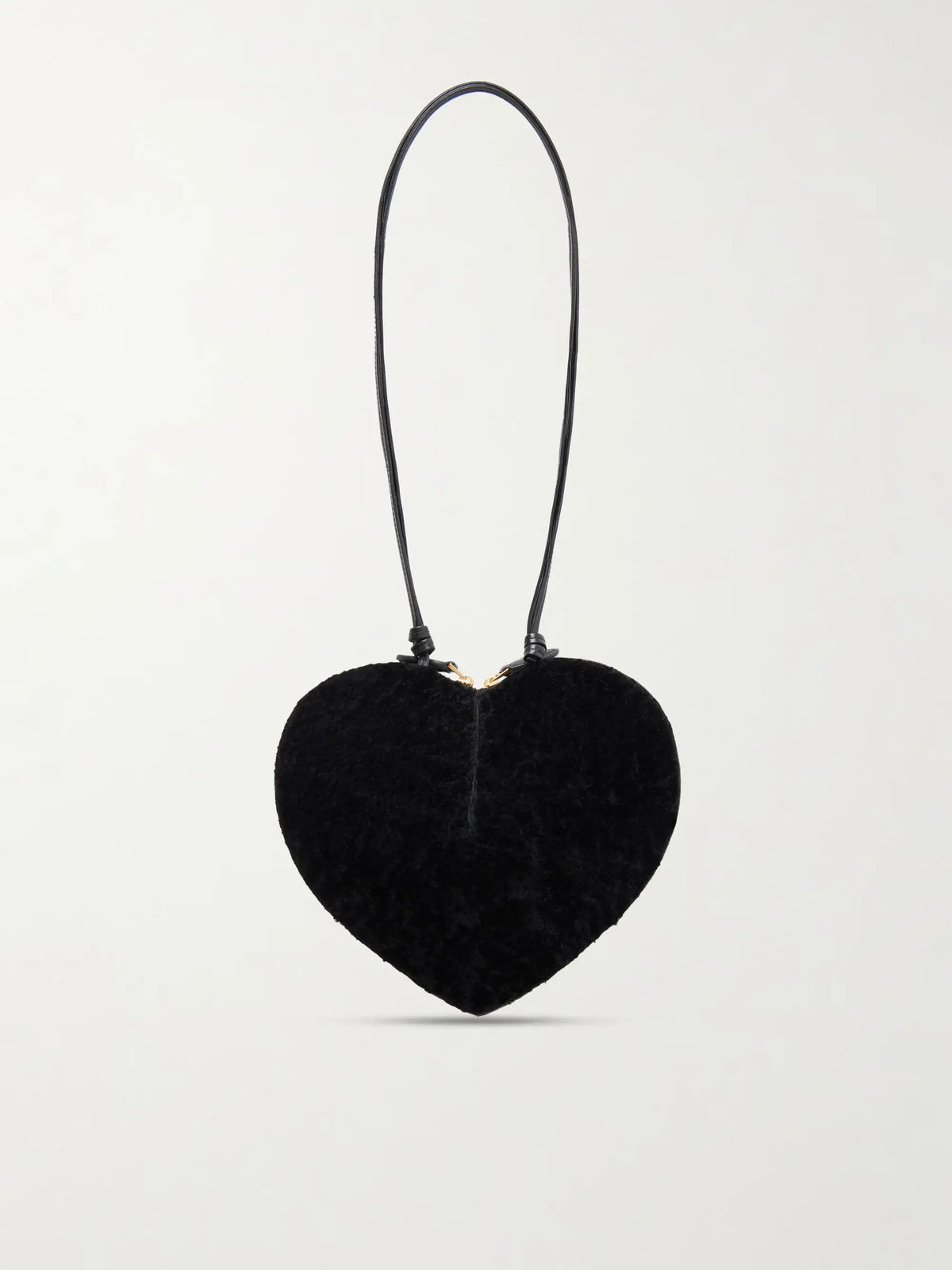 Le Coeur Leather-trimmed Shearling Shoulder Bag