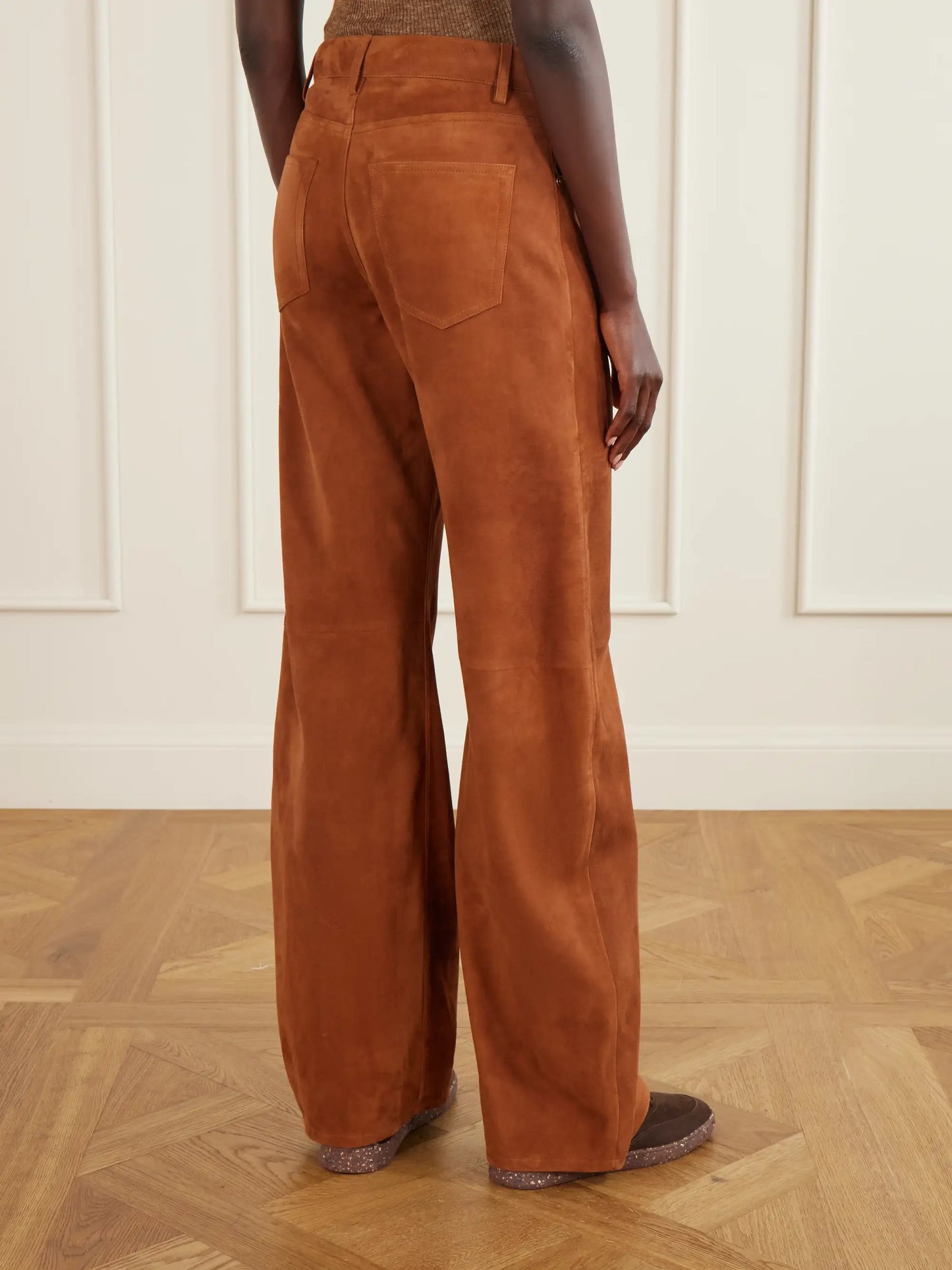 Amoret Suede Wide-leg Pants
