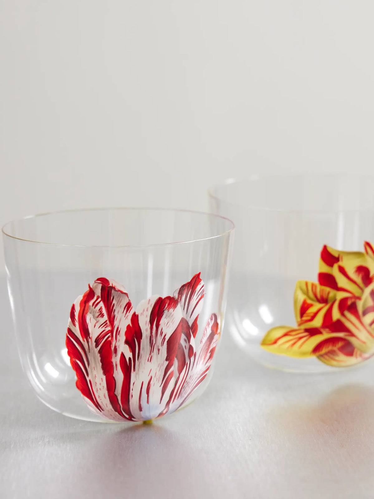 Tulipmania Set Of Two Painted Crystal Glass Tumblers