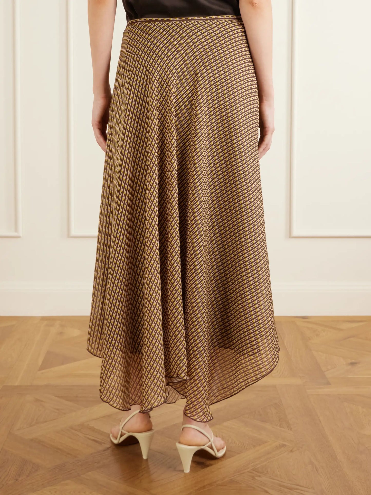 Cooper Asymmetric Printed Chiffon Maxi Skirt
