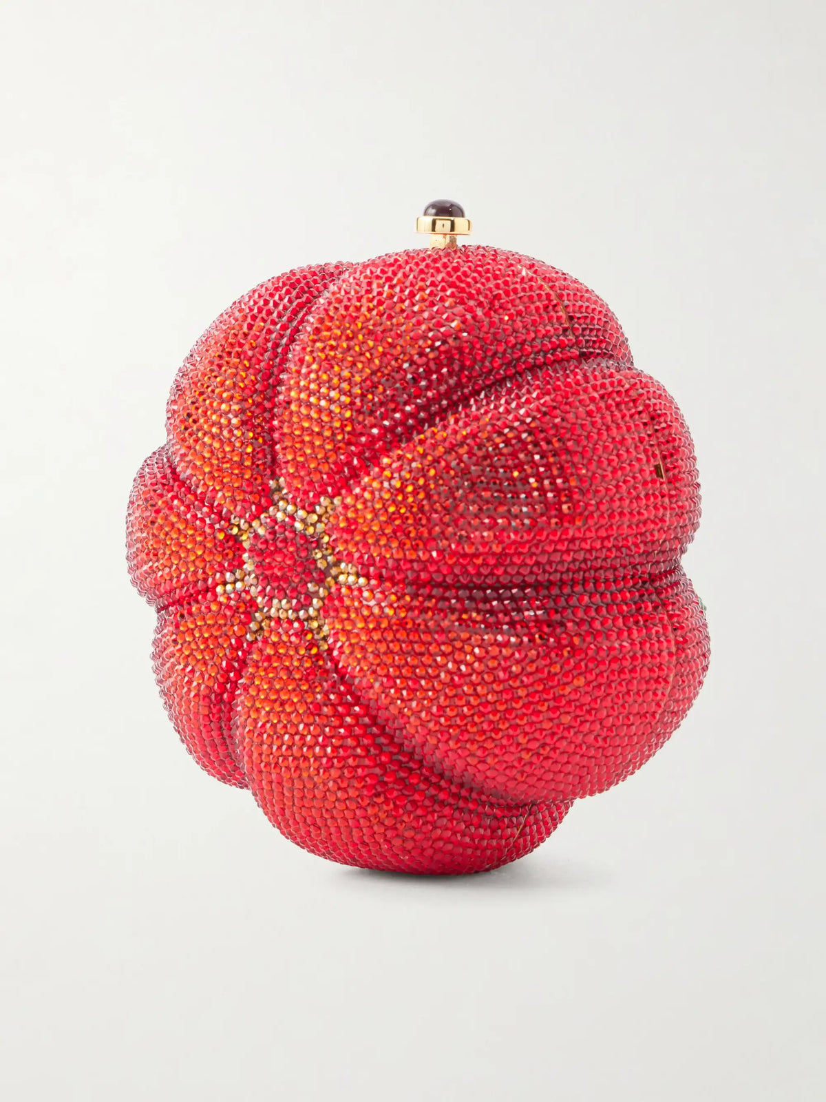 Tomato Crystal-embellished Gold-tone Clutch