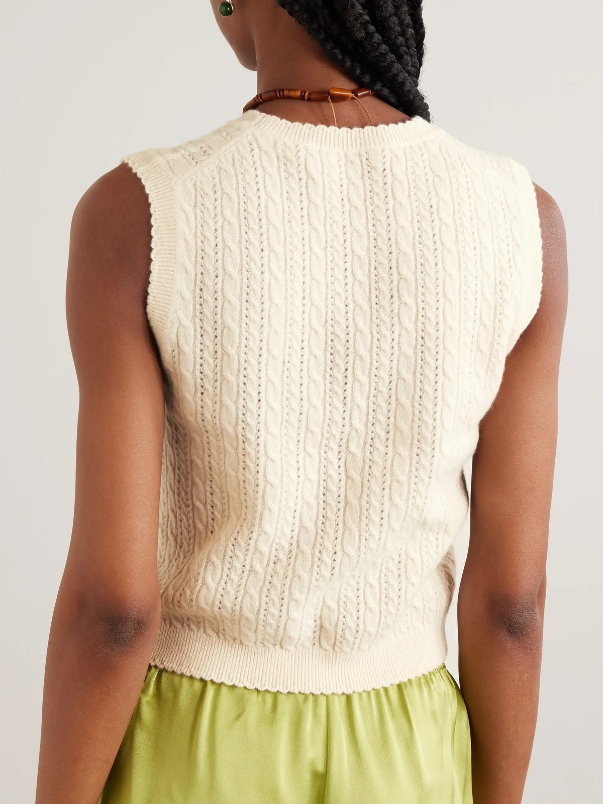 DÔEN Louden Cropped Cable-knit Cashmere Sweater Vest