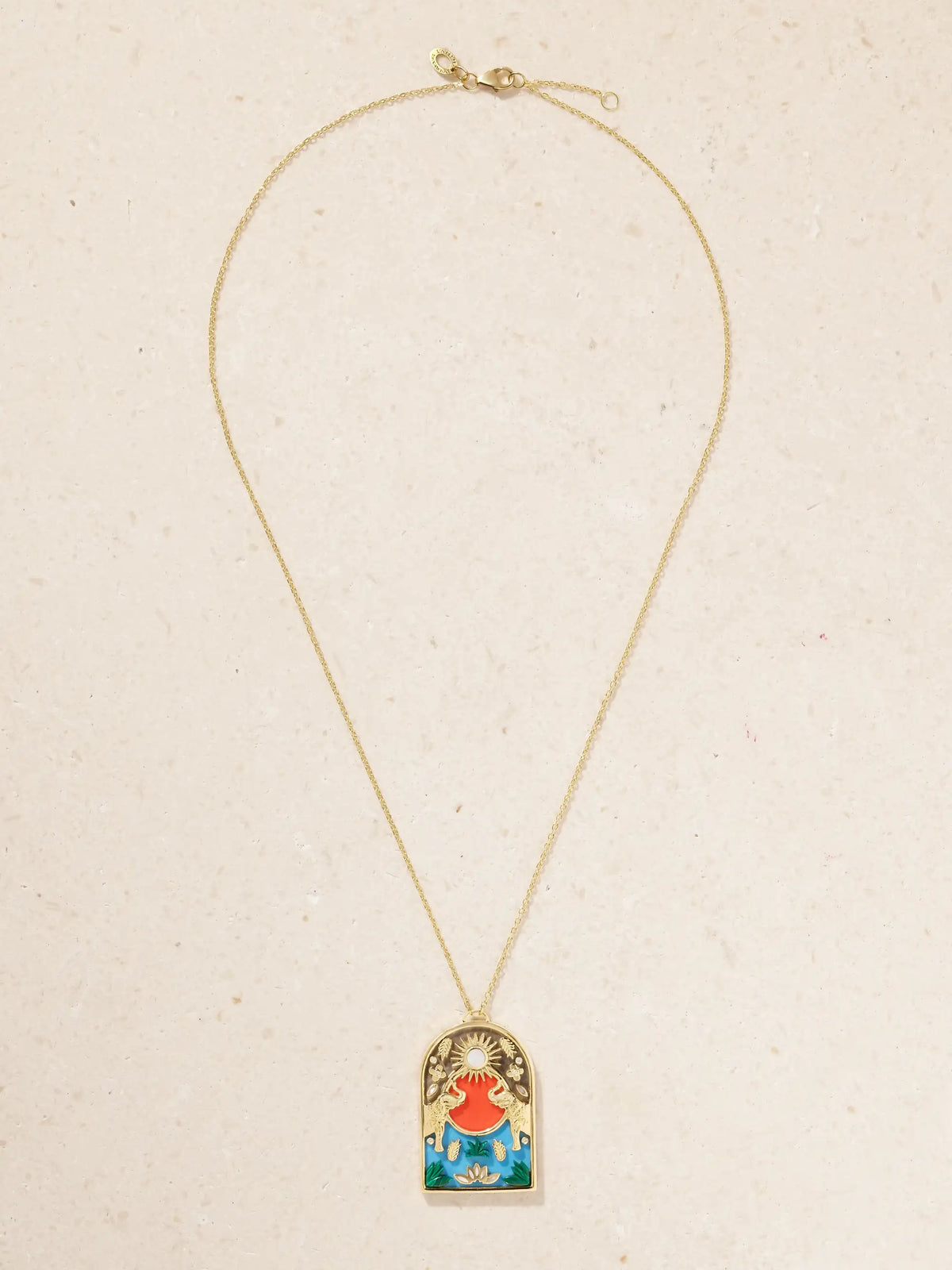 L'Atelier Nawbar Noah's Arch Elephant 18-karat Gold Multi-stone Pendant Necklace