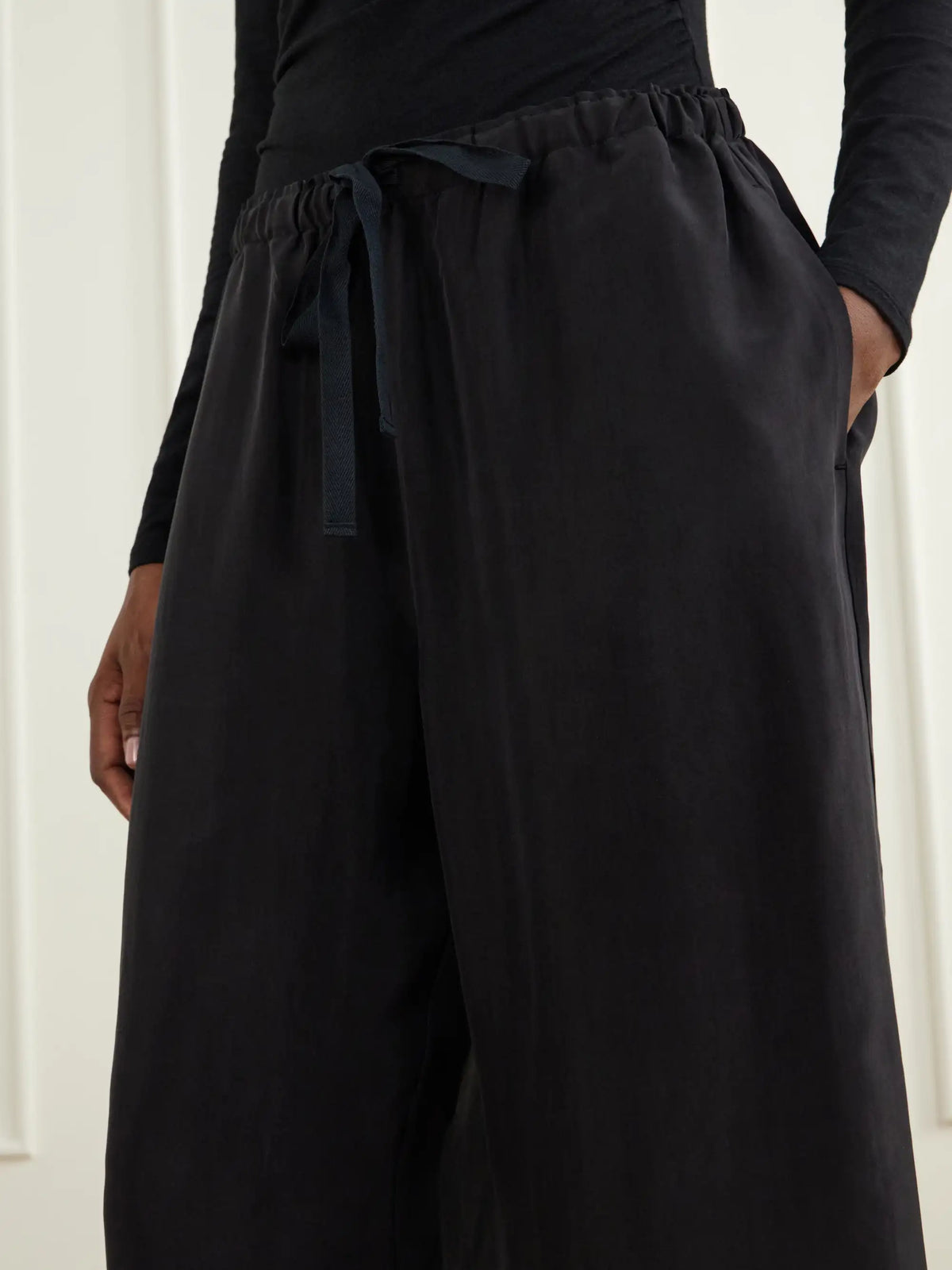 James Perse Silk-habotai Wide-leg Drawstring Pants