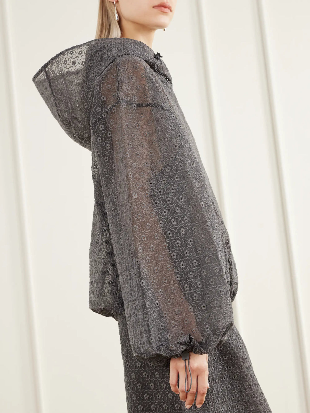 Cecilie Bahnsen Shila Hooded Drawstring Cotton-blend Floral-lace Jacket