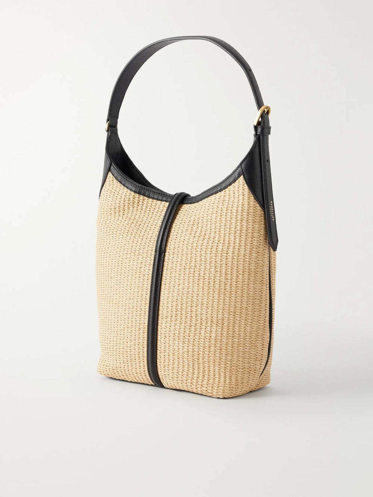 The Siena Leather-trimmed Raffia Shoulder Bag