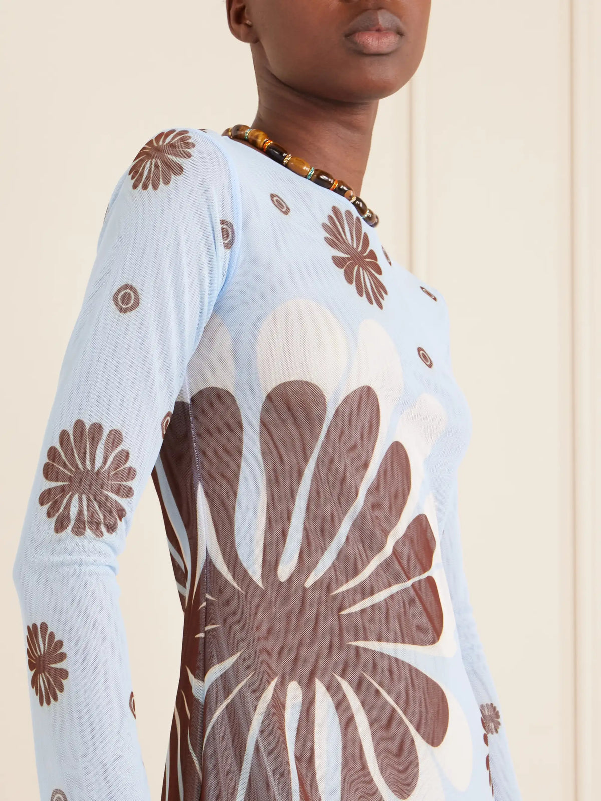 Cala de la Cruz Tania Printed Mesh Midi Dress