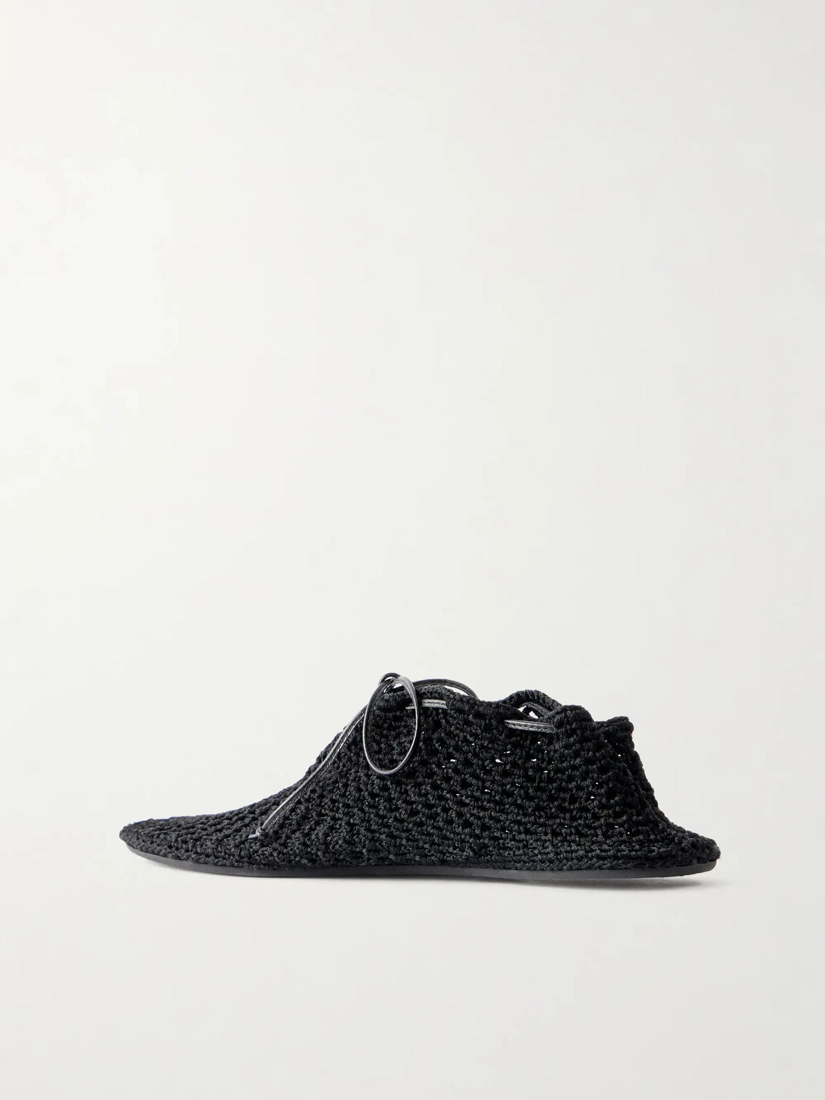 Hand Crochet Ballerina Leather-trimmed Flats