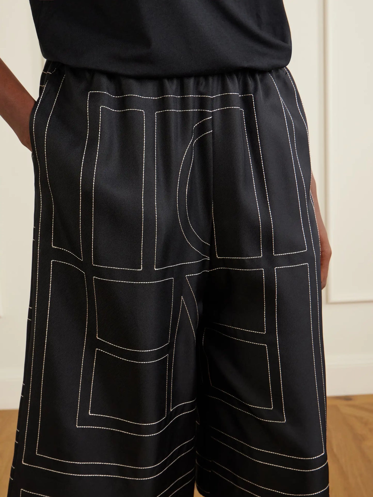 Embroidered Silk Shorts
