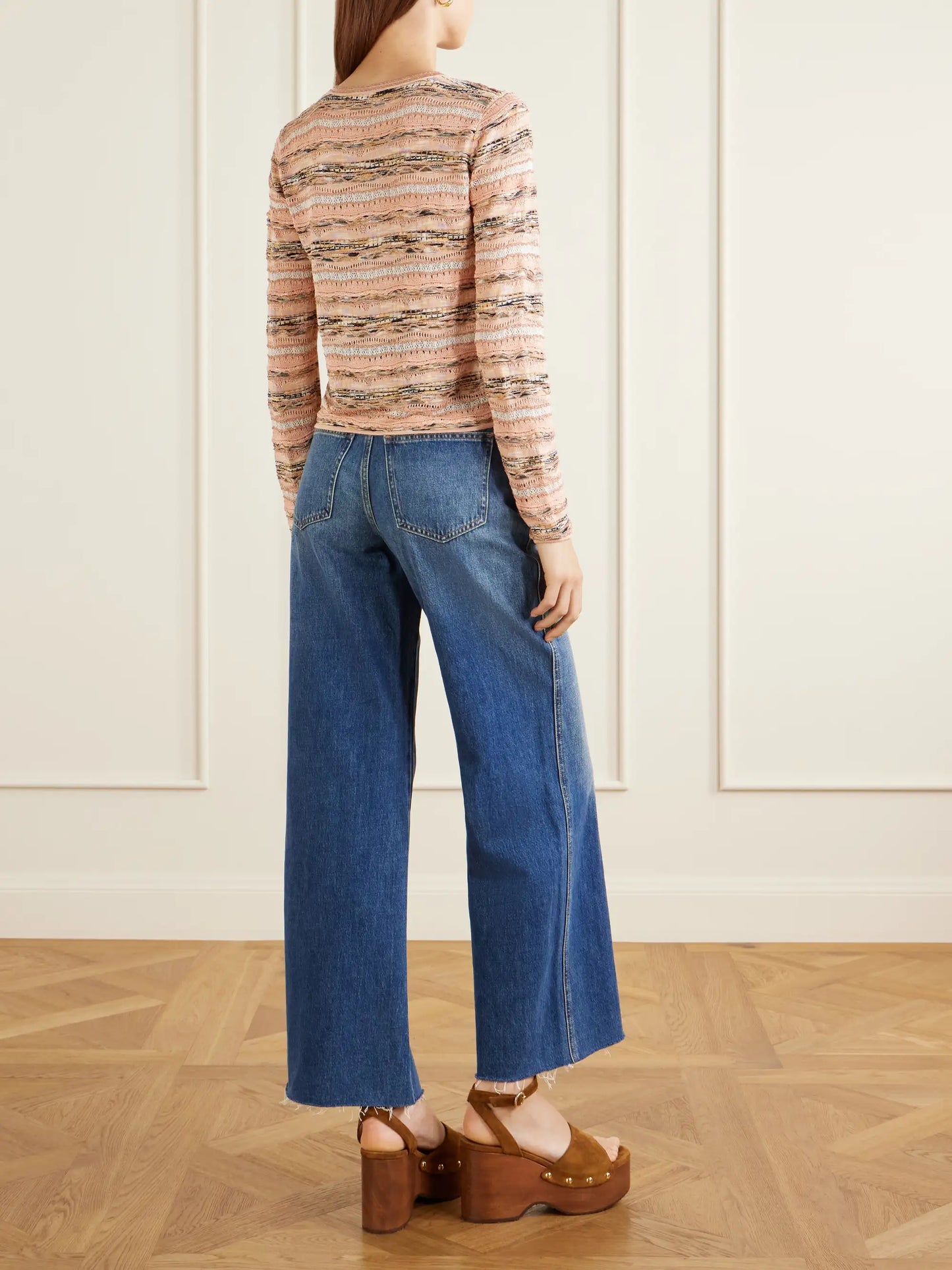 Mia Striped Pointelle-knit Cardigan