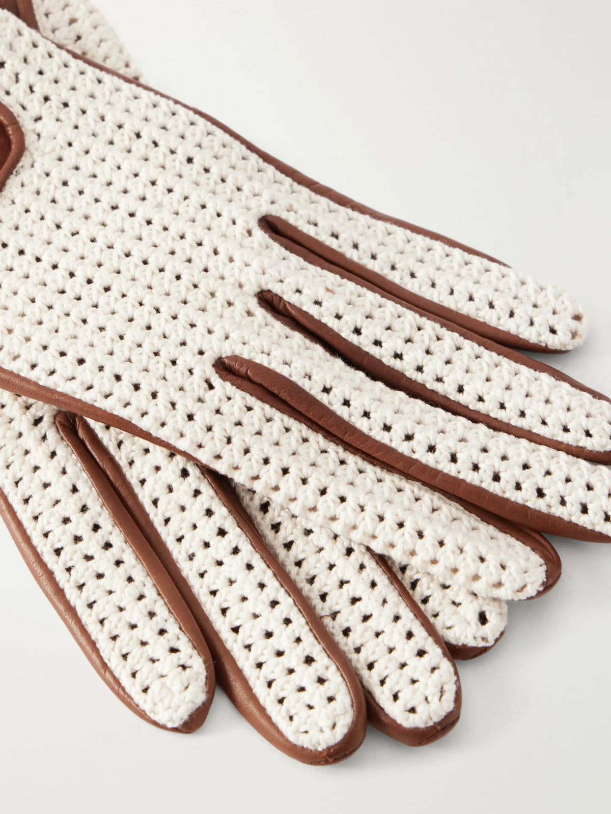 Agnelle Karine Crochet-knit And Leather Gloves