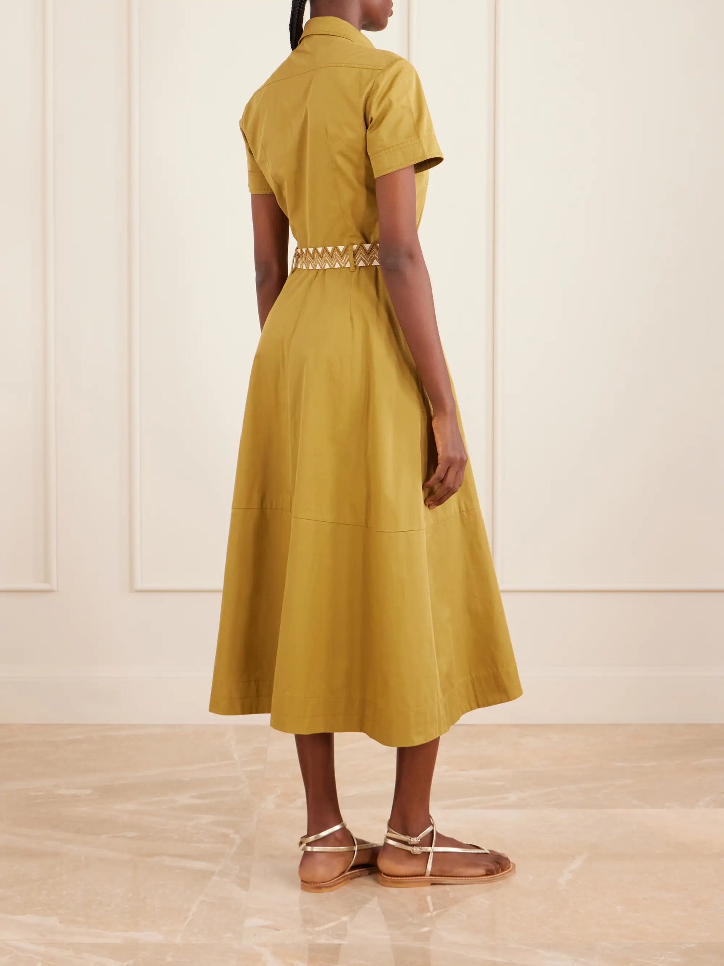 Giselle Belted Cotton Midi Dress