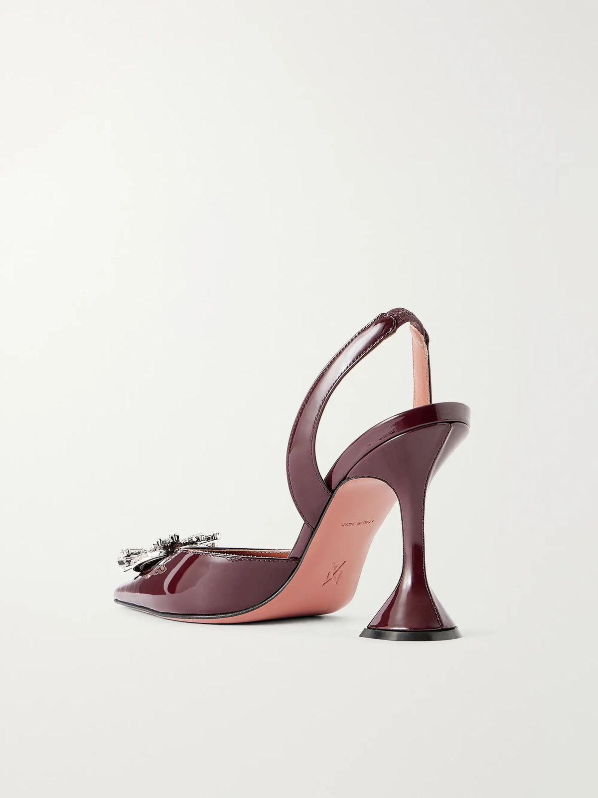 Amina Muaddi Begum 95 Crystal-embellished Patent-leather Slingback Pumps