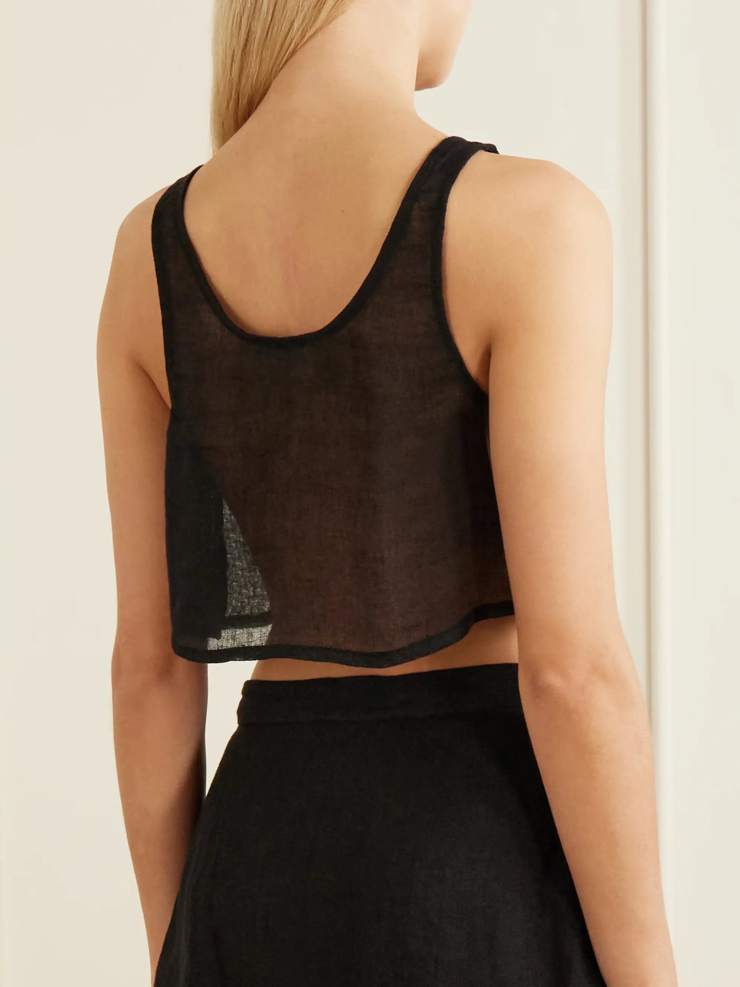 Tahta Cropped Linen Top