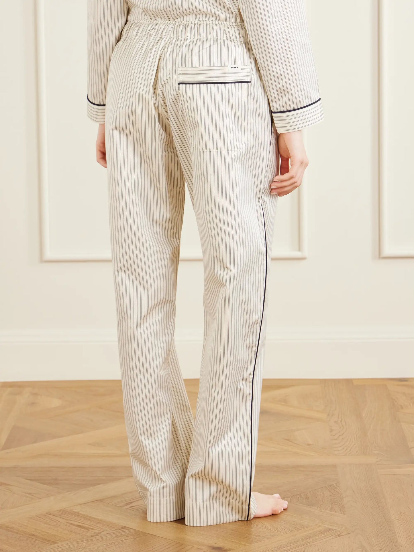 Sateen Striped Organic Cotton-poplin Pajama Pants