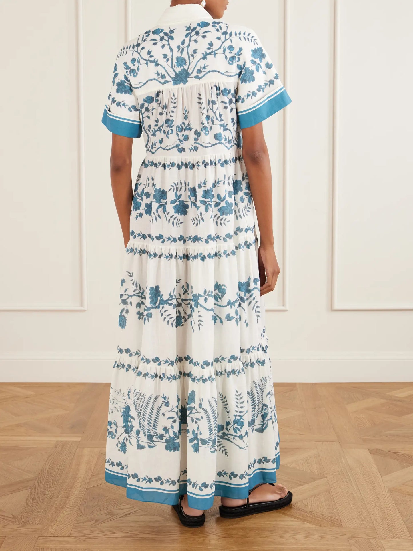Floral-print Cotton And Linen-blend Midi Dress